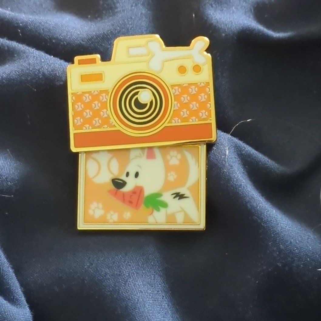 Disney Cats & Dogs Camera Sliding Enamel Pin – Bolt front