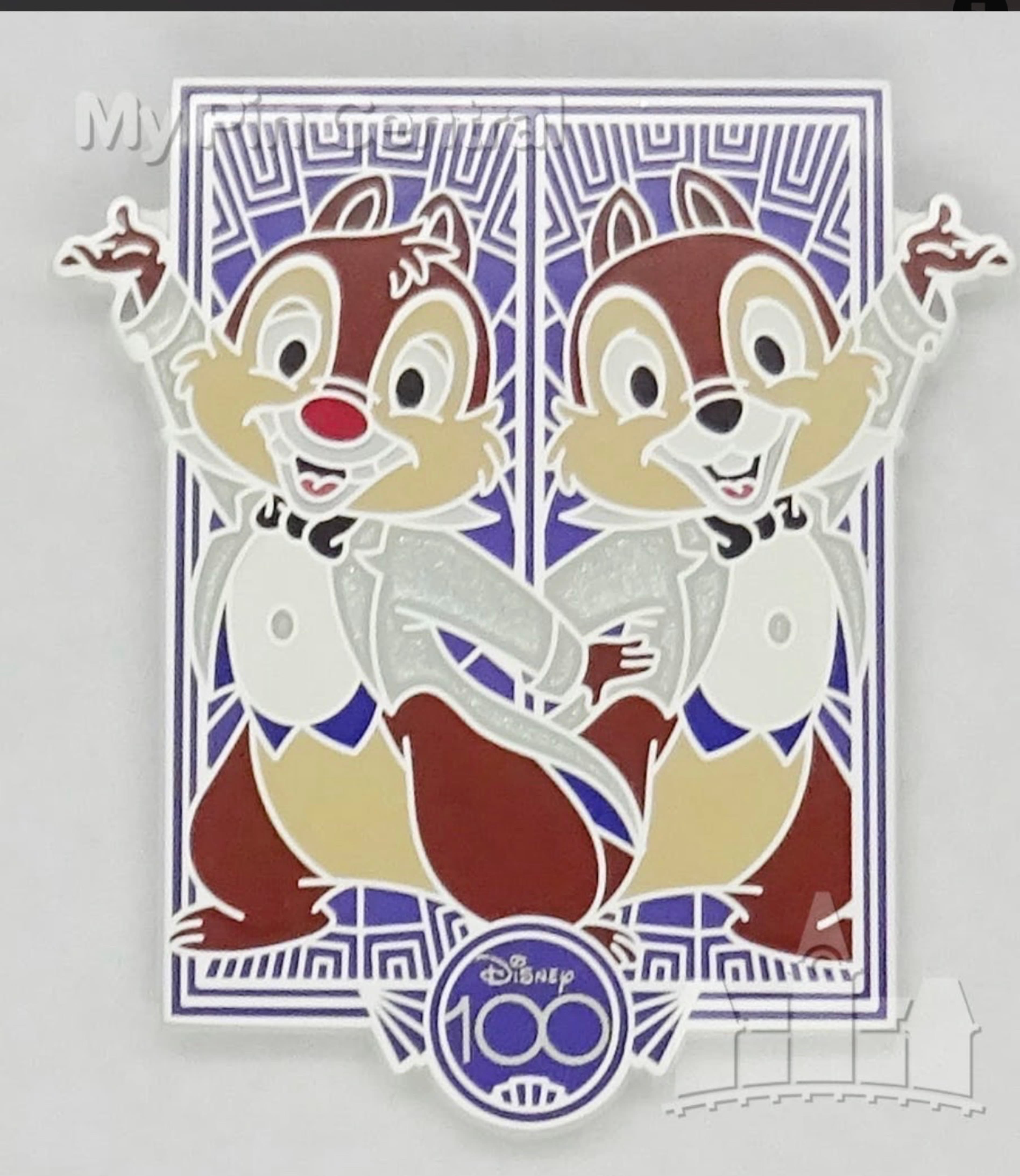 Chip and Dale Disney 100 Years Anniversary Pin front