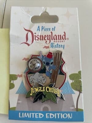 Stitch Jungle Cruise - A Piece of Disneyland Resort History Pin front