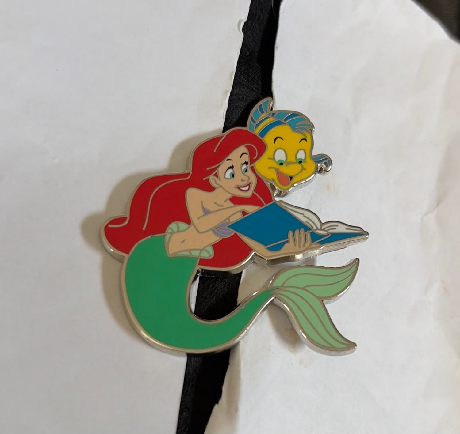 Disney Parks Ariel The Little Mermaid Flounder Book OE Pin front