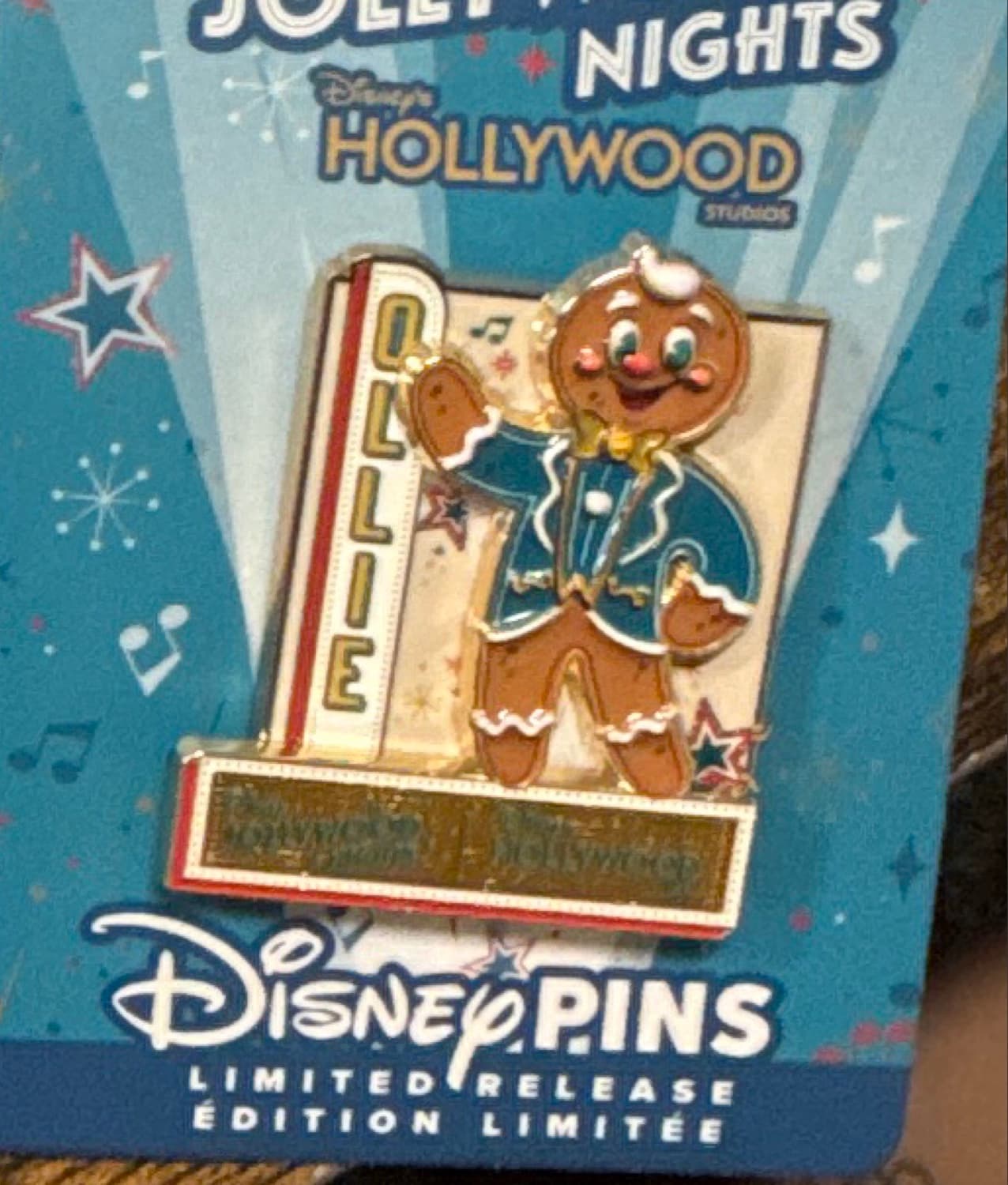 Ollie Gingerbread Man Marquee Pin - Disney Jollywood Nights 2024 front