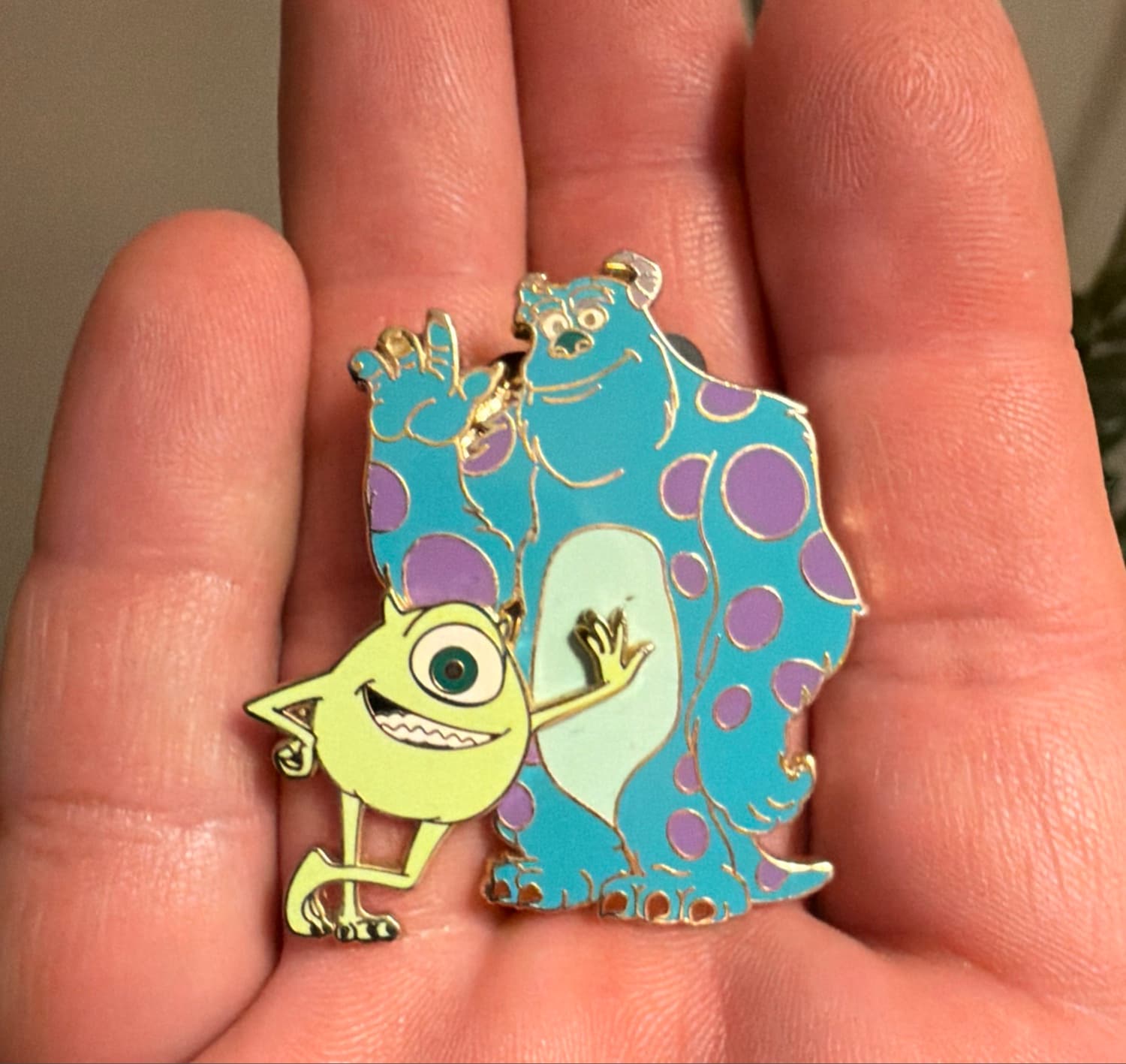 Monsters Inc. Mike Wazowski and Sulley Waving Pin front