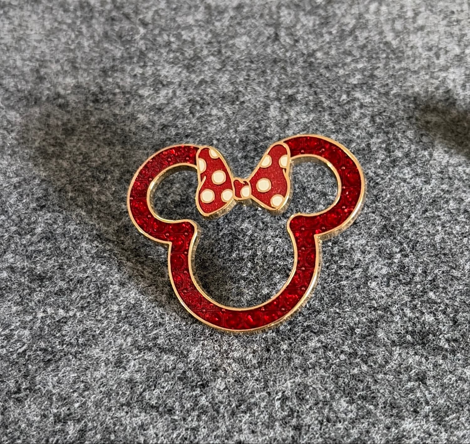 Minnie Mouse Icon Jeweled Outline with Red Polka Dot Bow front