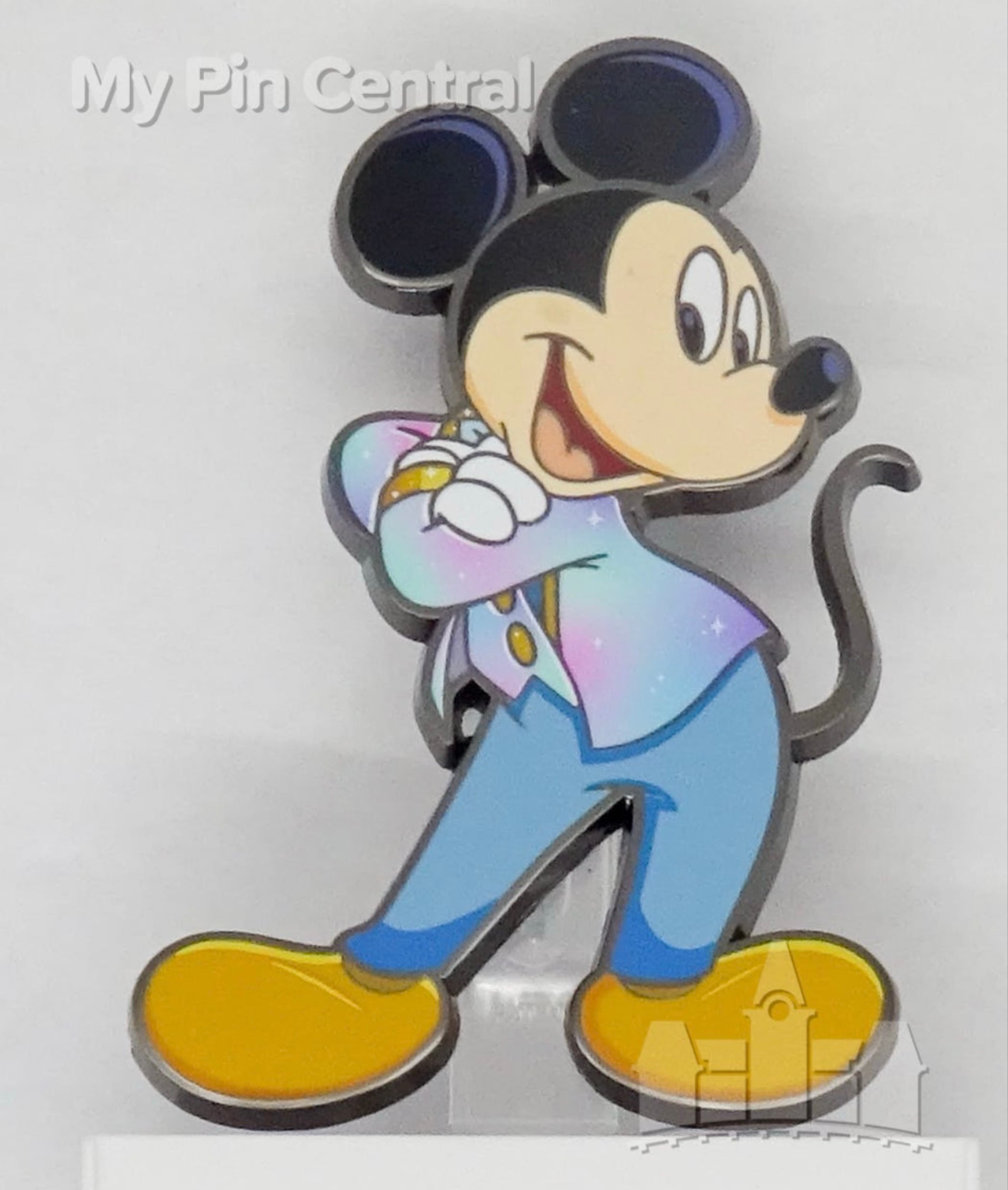 Mickey Mouse in Pastel Iridescent Blue Suit with Crossed Arms front