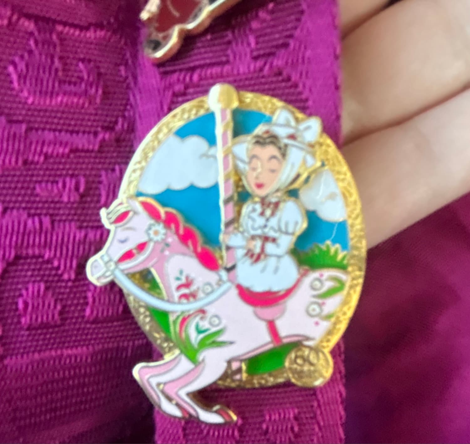 Jolly Holiday Mary Riding on Carousel Horse front