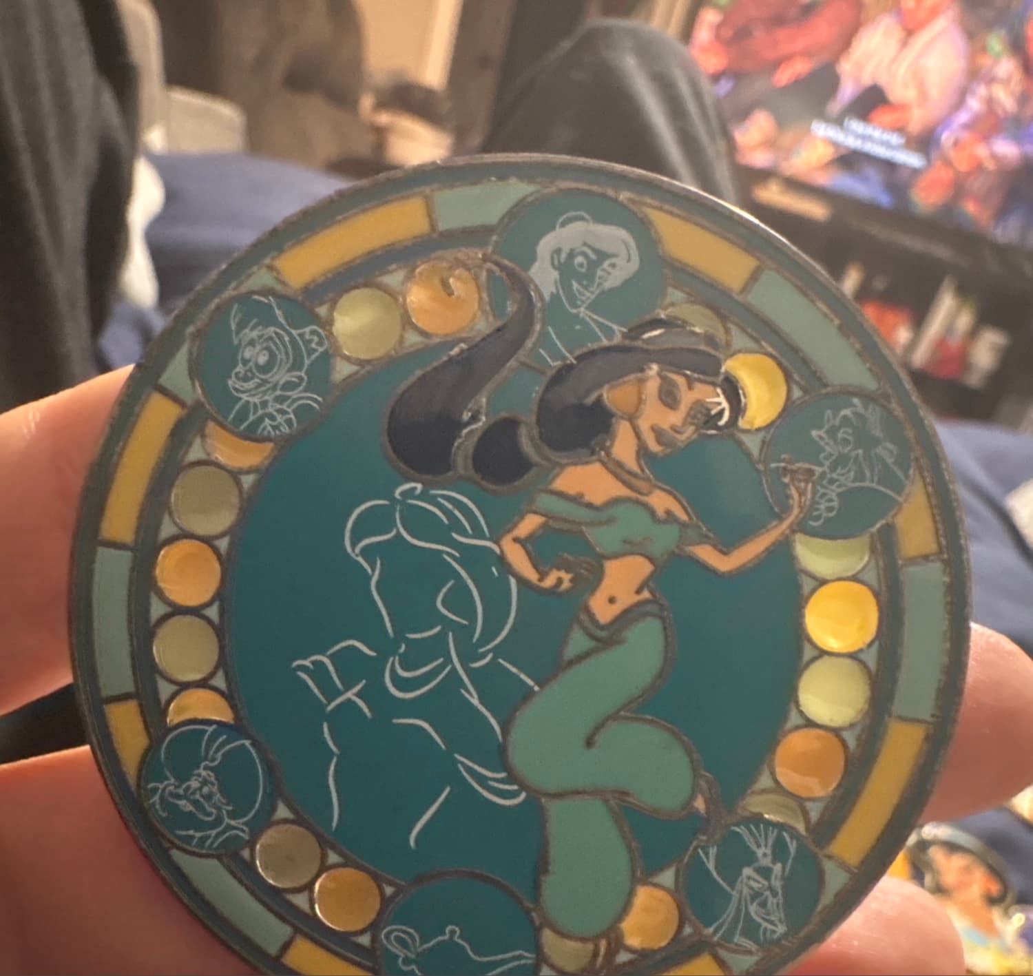 Jasmine Multi-Character Stained Glass Pin front