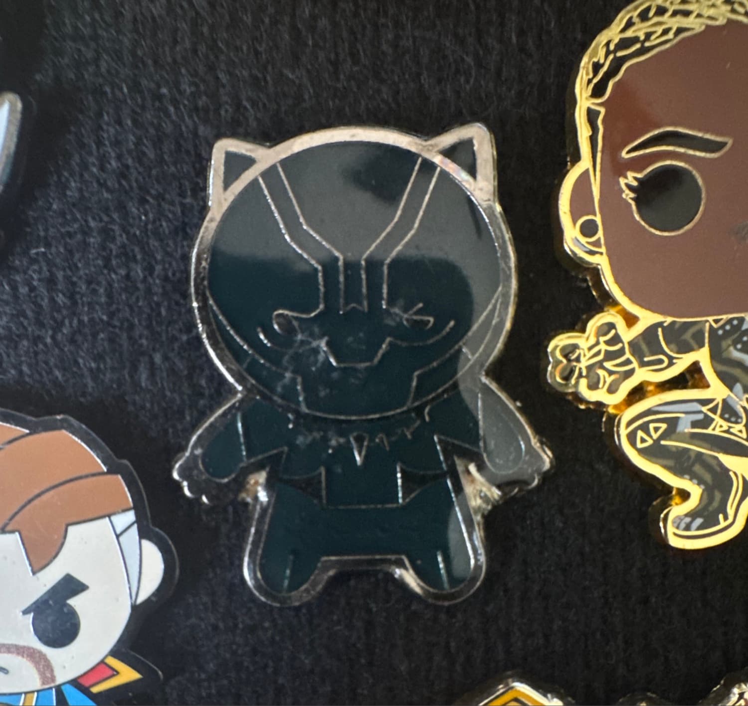 Black Panther Kawaii Art Pin front