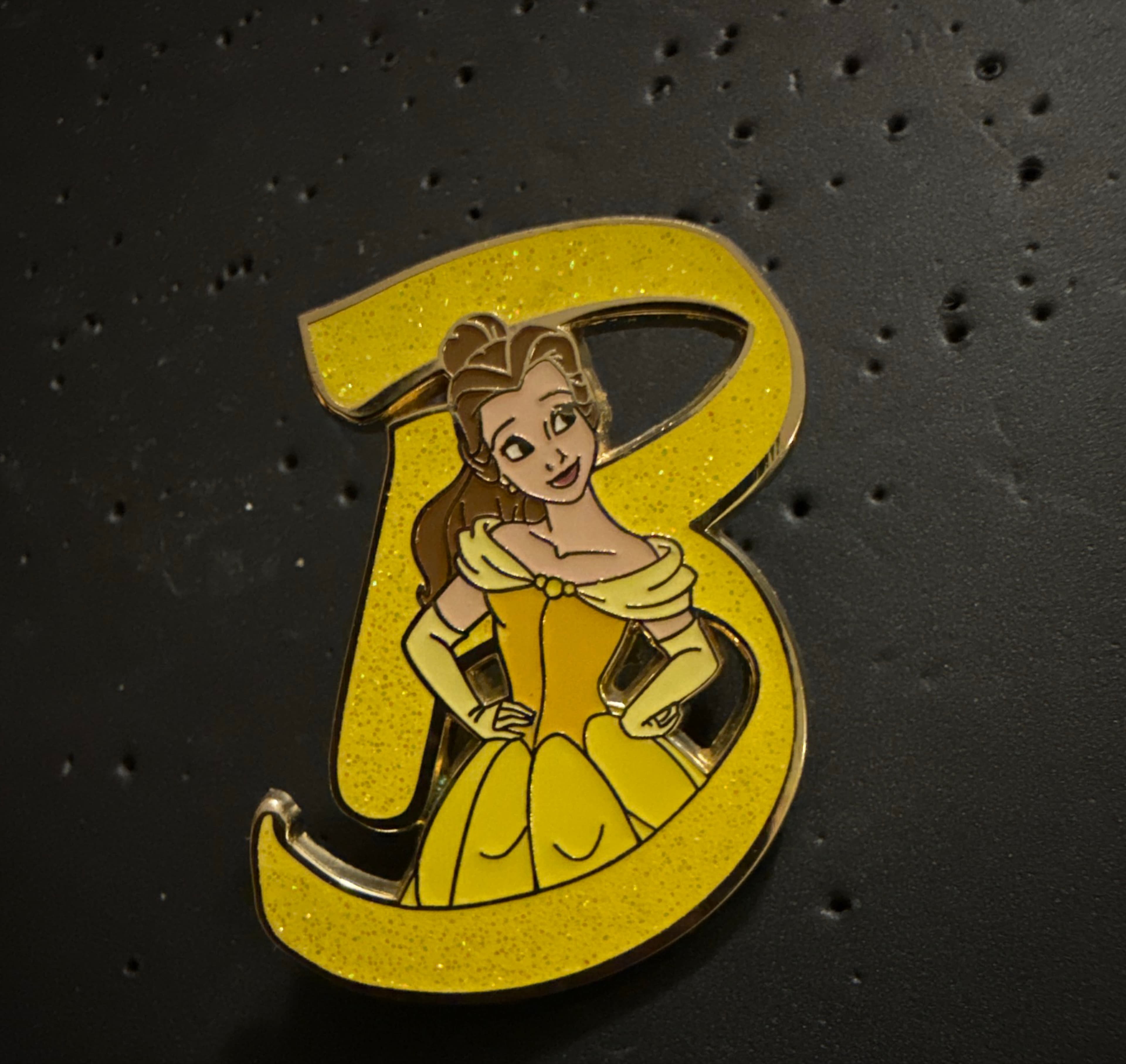 Belle 'B' Alphabet Hidden Mickey Pin front