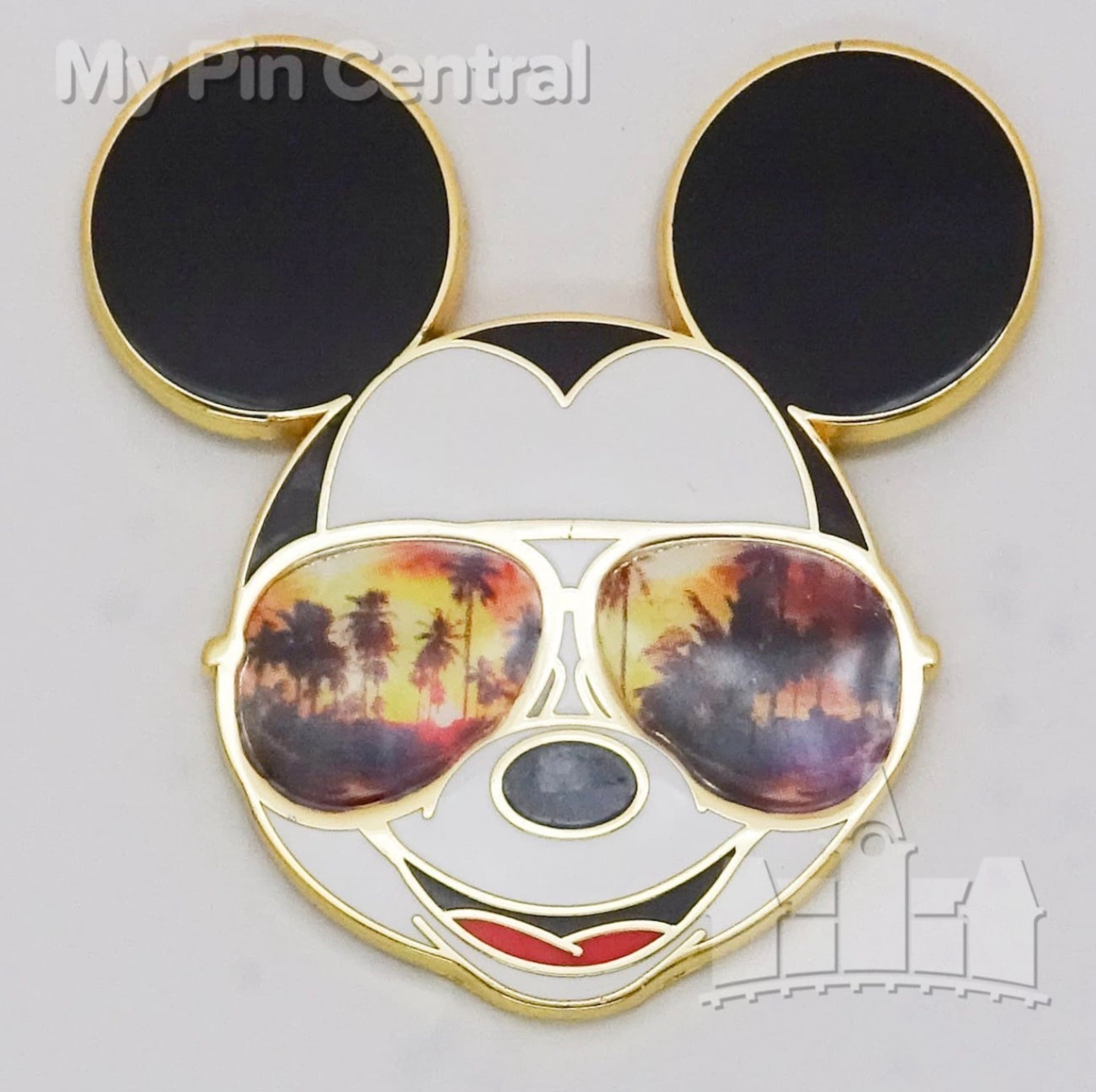 Mickey Mouse Head Sunglasses Sunset Palm Trees front