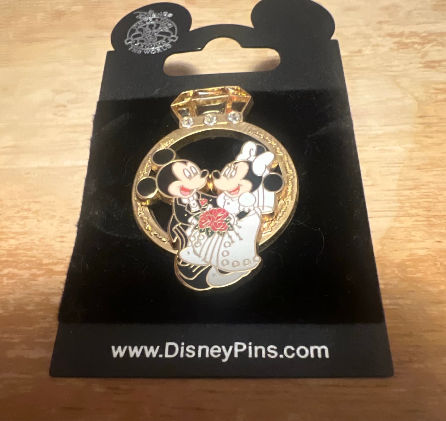 Mickey and Minnie Mouse Icons Wedding Rings Pin front