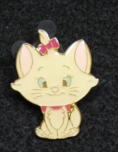 Walt Disney Aristocats Marie Cat Pink White Enamel Bow Trading Pin front