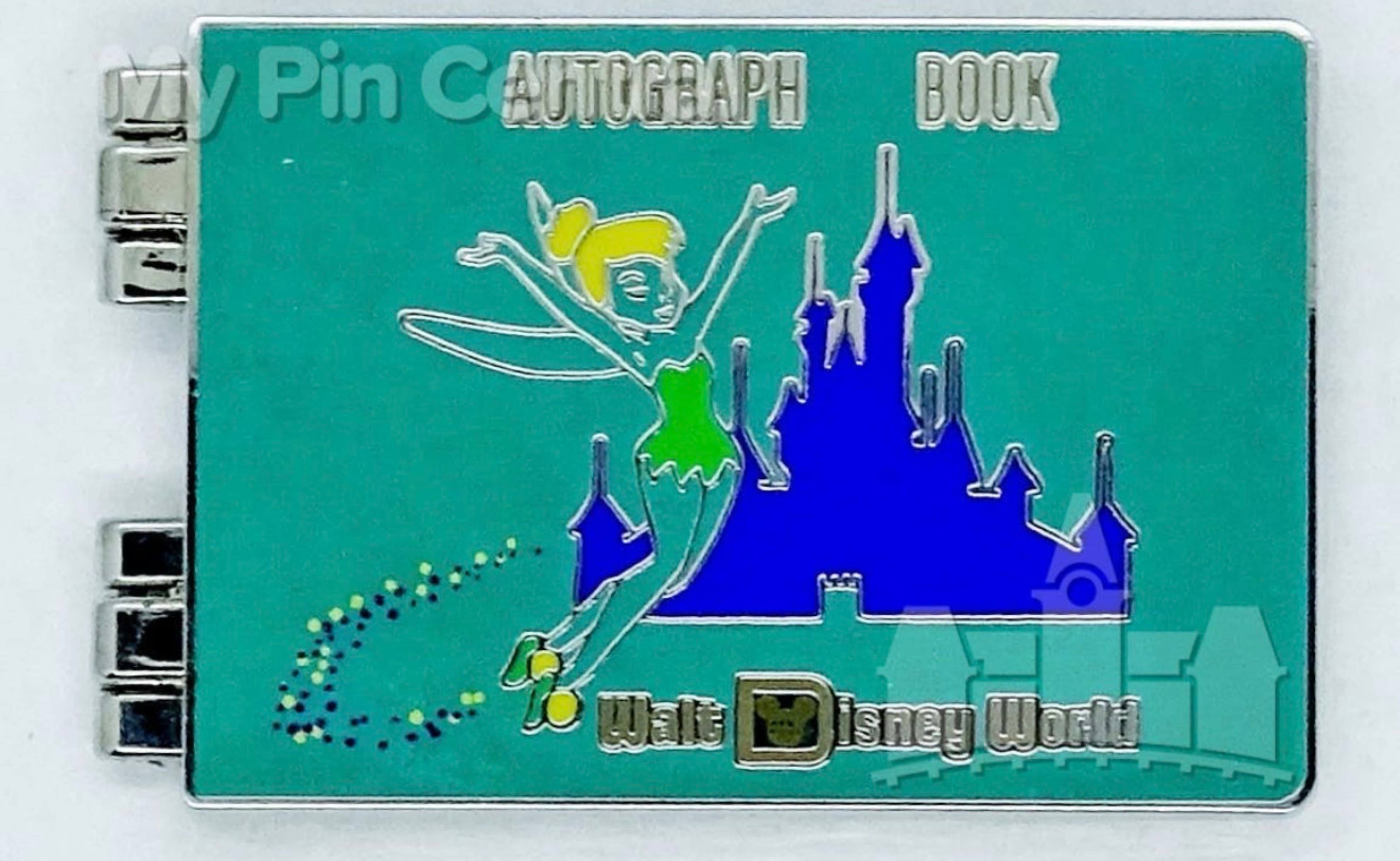 Tinker Bell Autograph Book Hinged Pin - Walt Disney World 50th Anniversary Vault Collection front