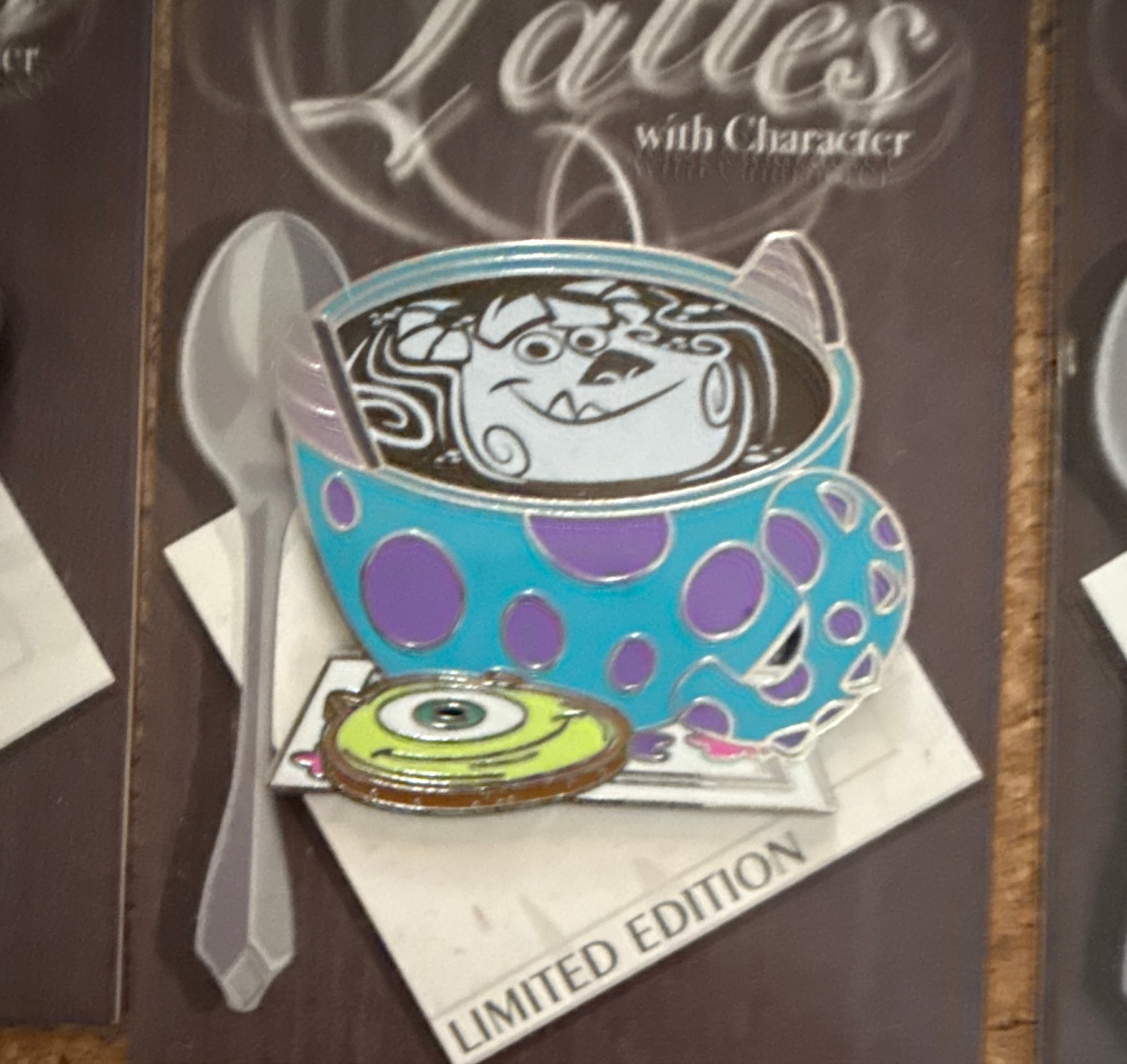 James P. Sulley Sullivan & Mike Wazowski Lattes with Character Pin front