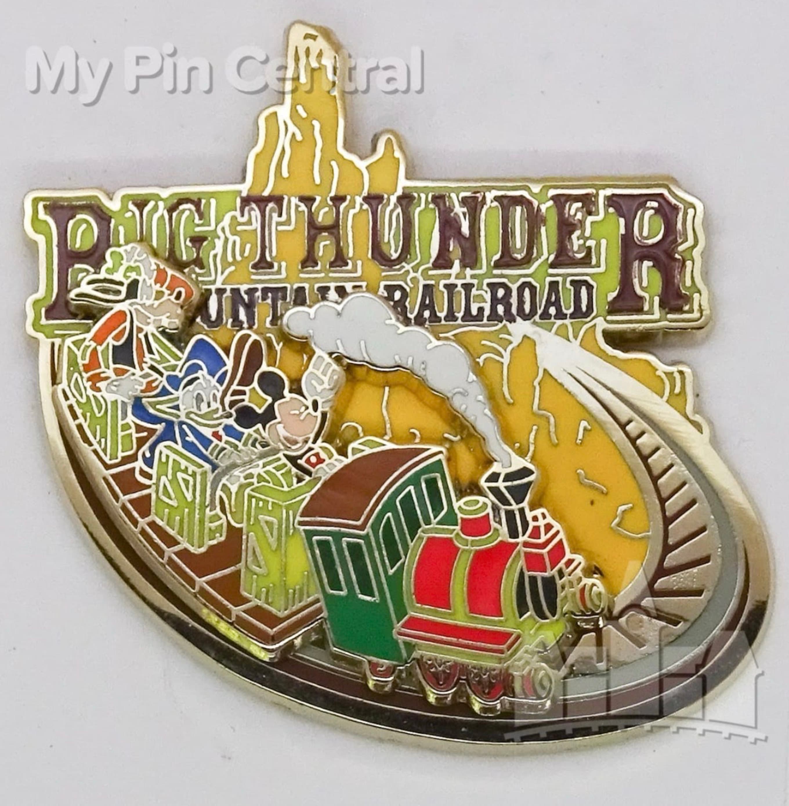 Mickey, Donald, and Goofy Big Thunder Mountain Railroad Slider Pin front