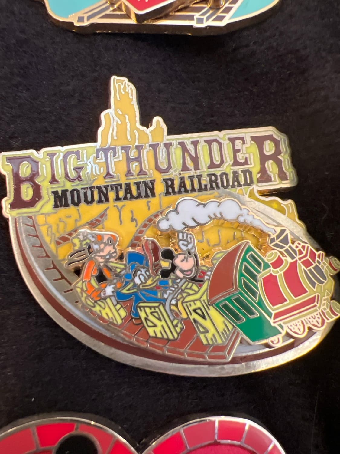 Mickey, Donald, and Goofy Big Thunder Mountain Railroad Slider Pin front