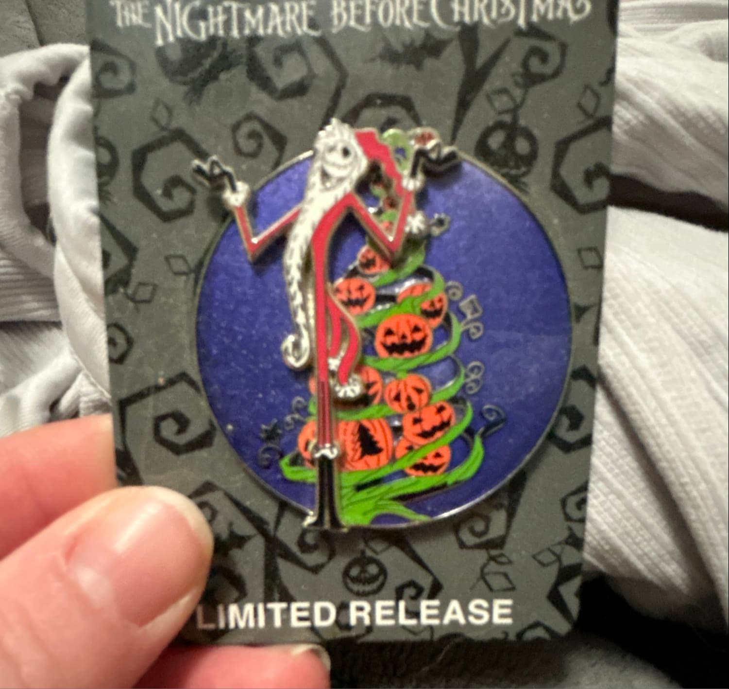 Jack Skellington as Sandy Claws Pumpkin Tree Limited Release Pin front