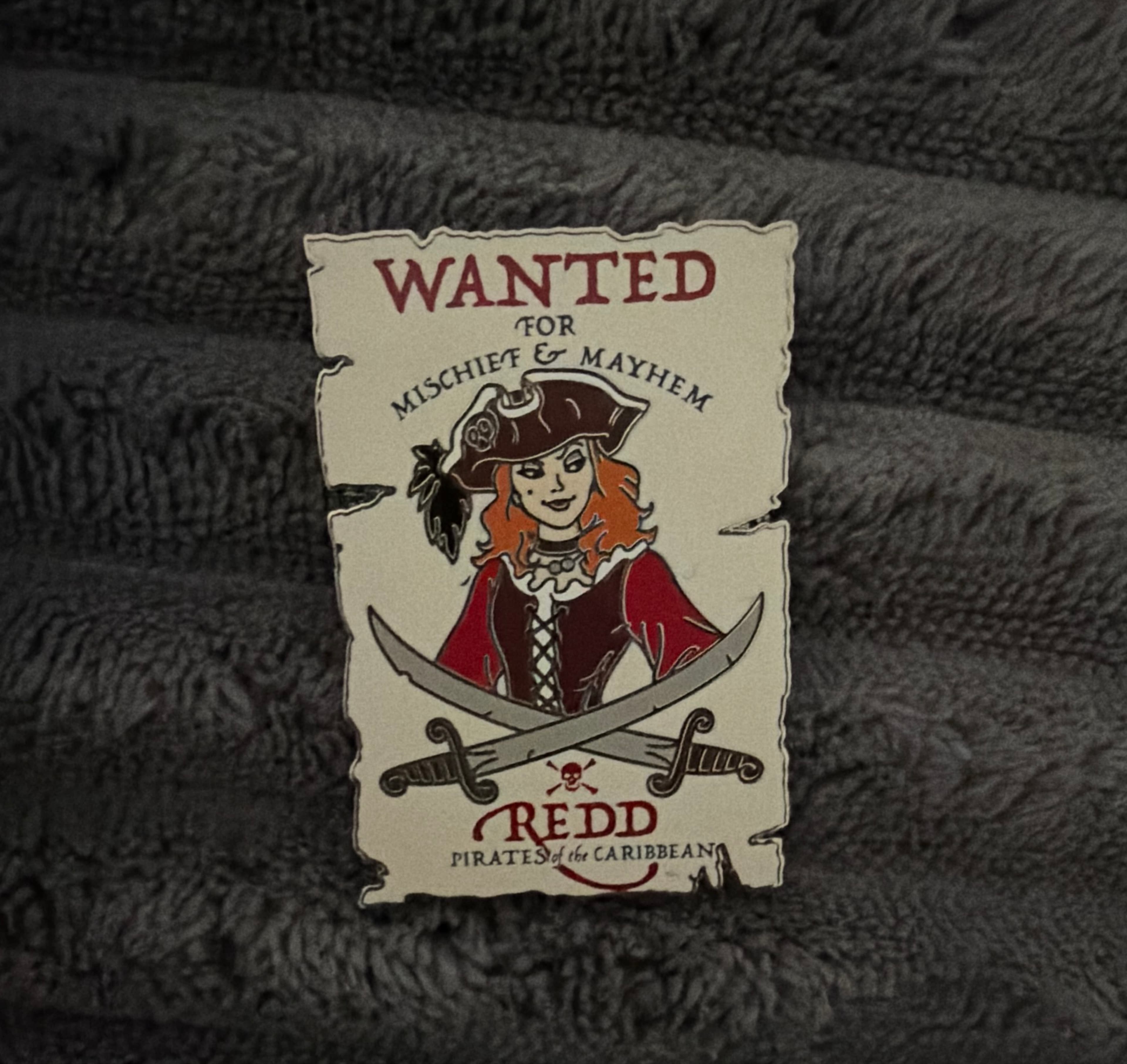 Disney Parks Pirates Of The Caribbean Redd Pin Wanted Poster For Mischief Mayhem front