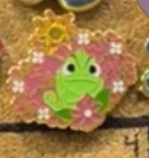 Loungefly Disney Princess Sidekicks Floral Frames Tangled Pascal Rapunzel Pin front