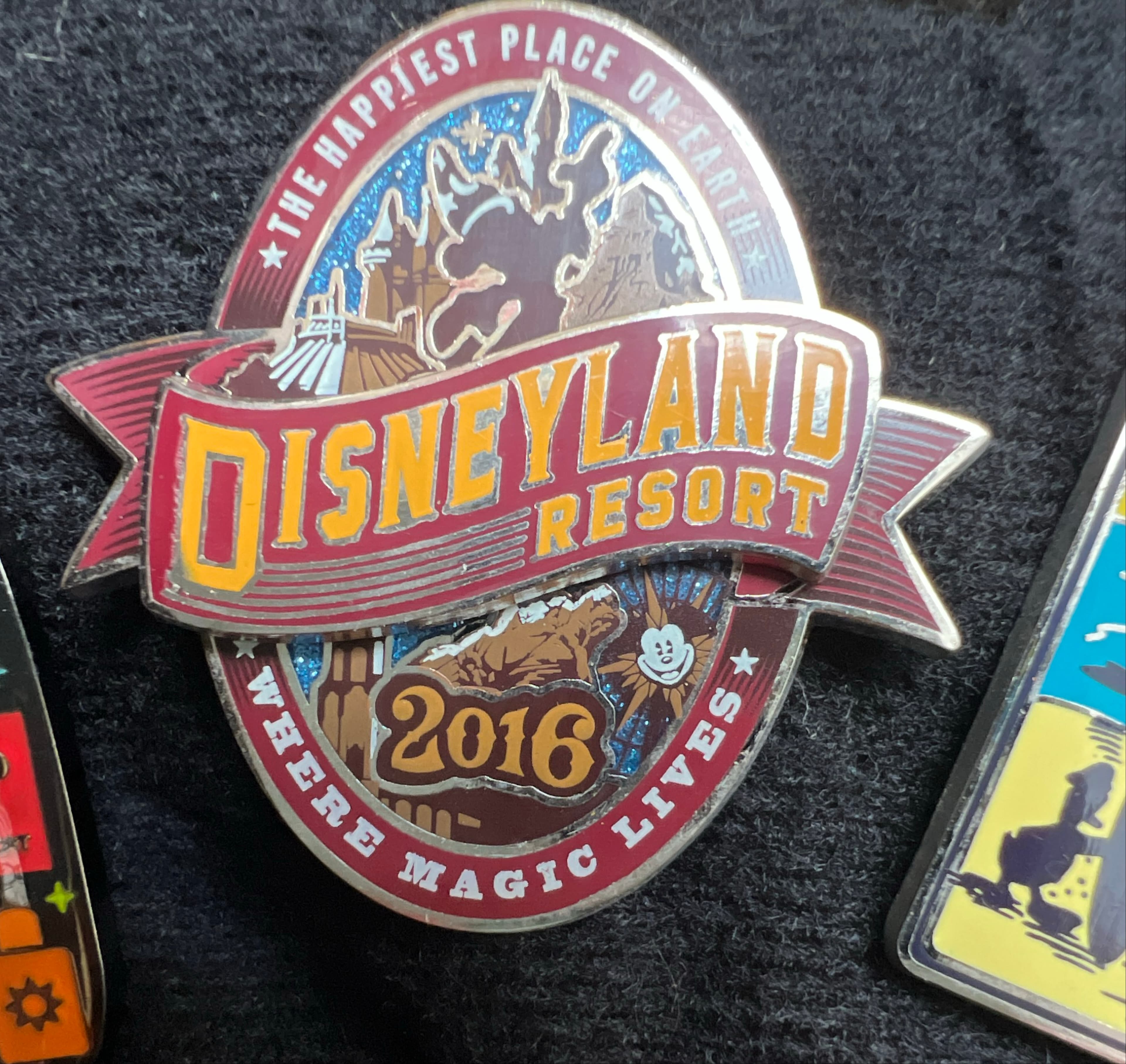 Disneyland Resort 2016 Dated Park Icons Collage Pin front