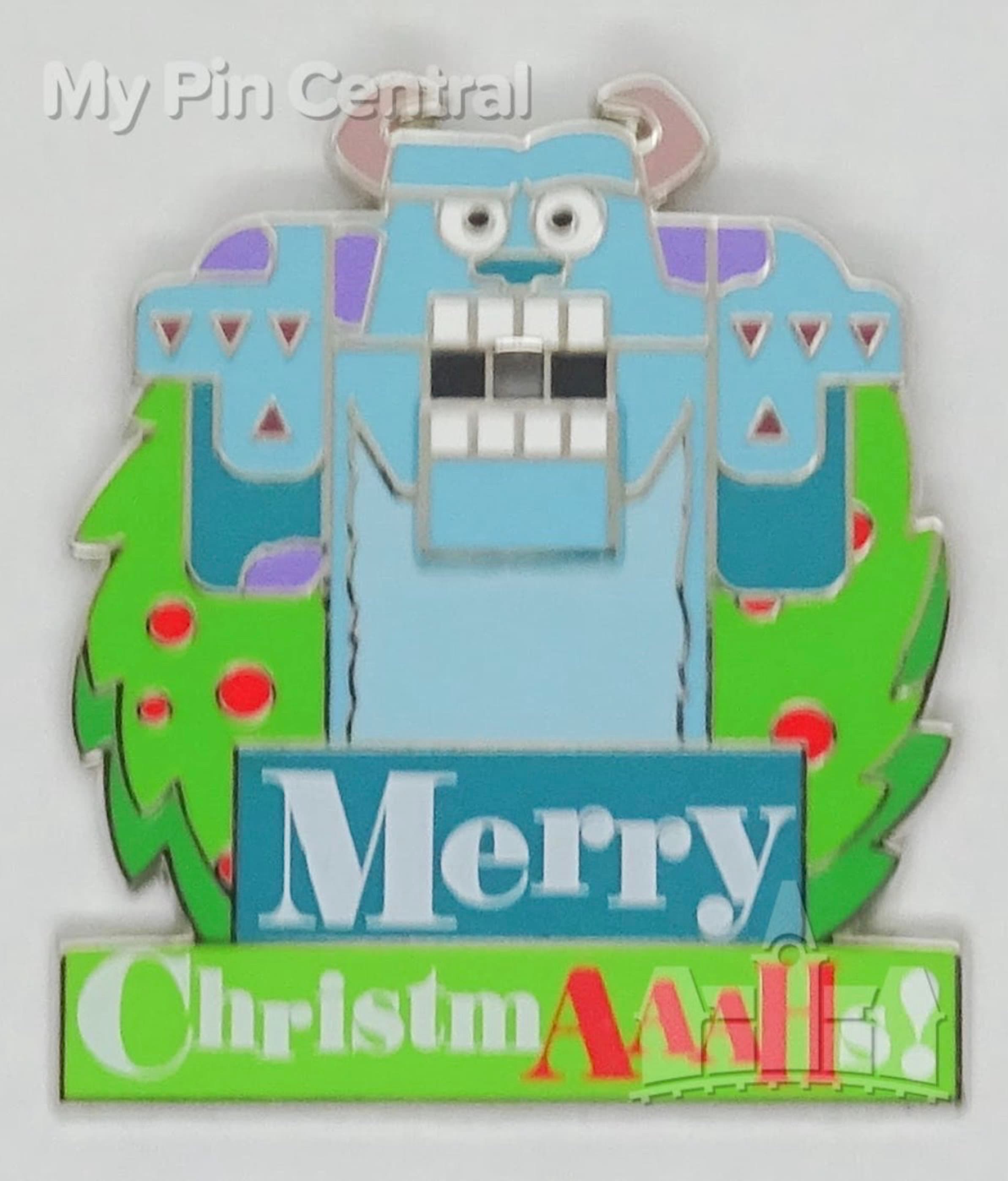Sulley Merry ChristmAAAHs! Christmas Wreath Pin front