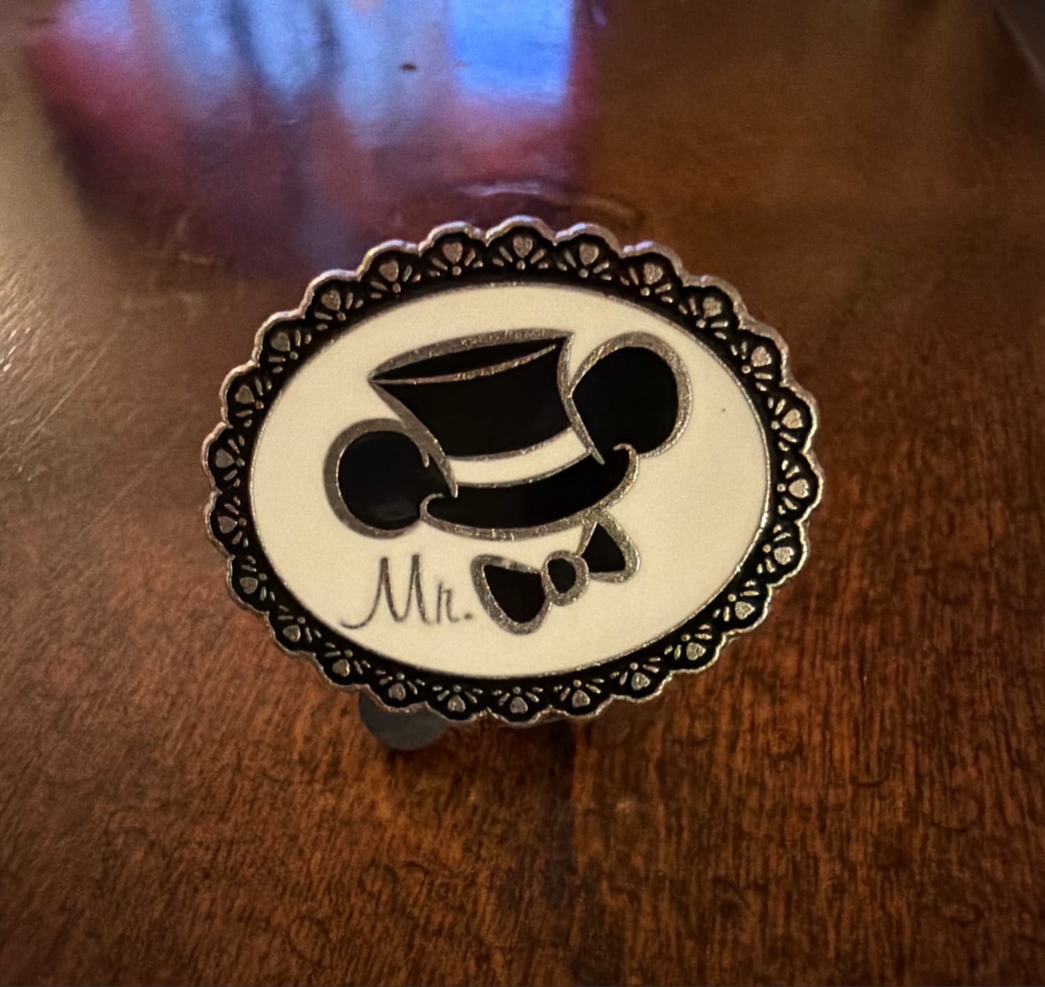 Mickey Mouse 'Mr.' Wedding Ear Hat Pin front