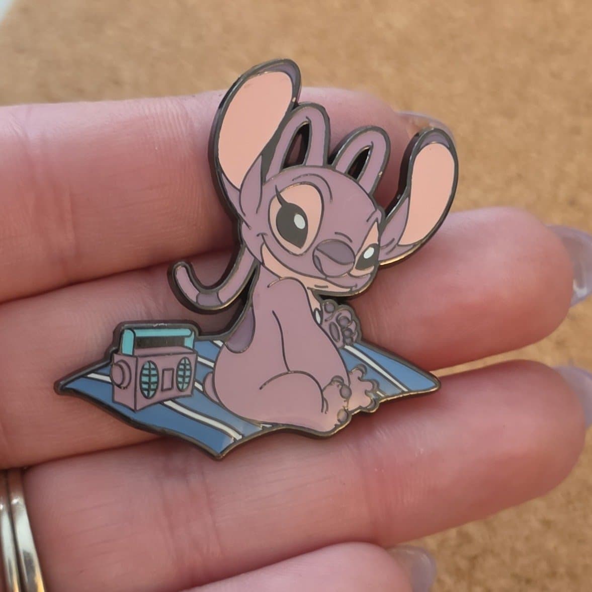 Loungefly Disney Lilo & Stitch Angel Beach Day with Radio Pin front