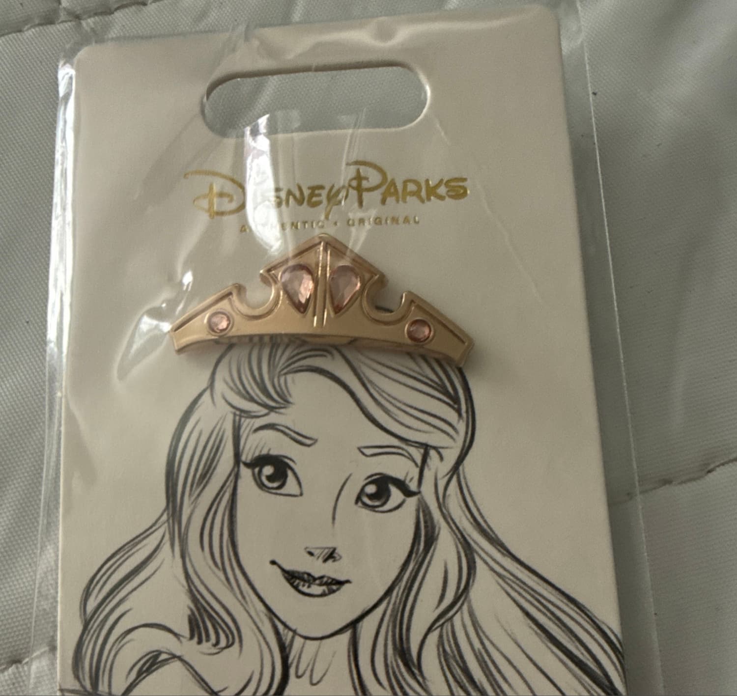Princess Aurora Sleeping Beauty Crown Tiara Jewels Pin front