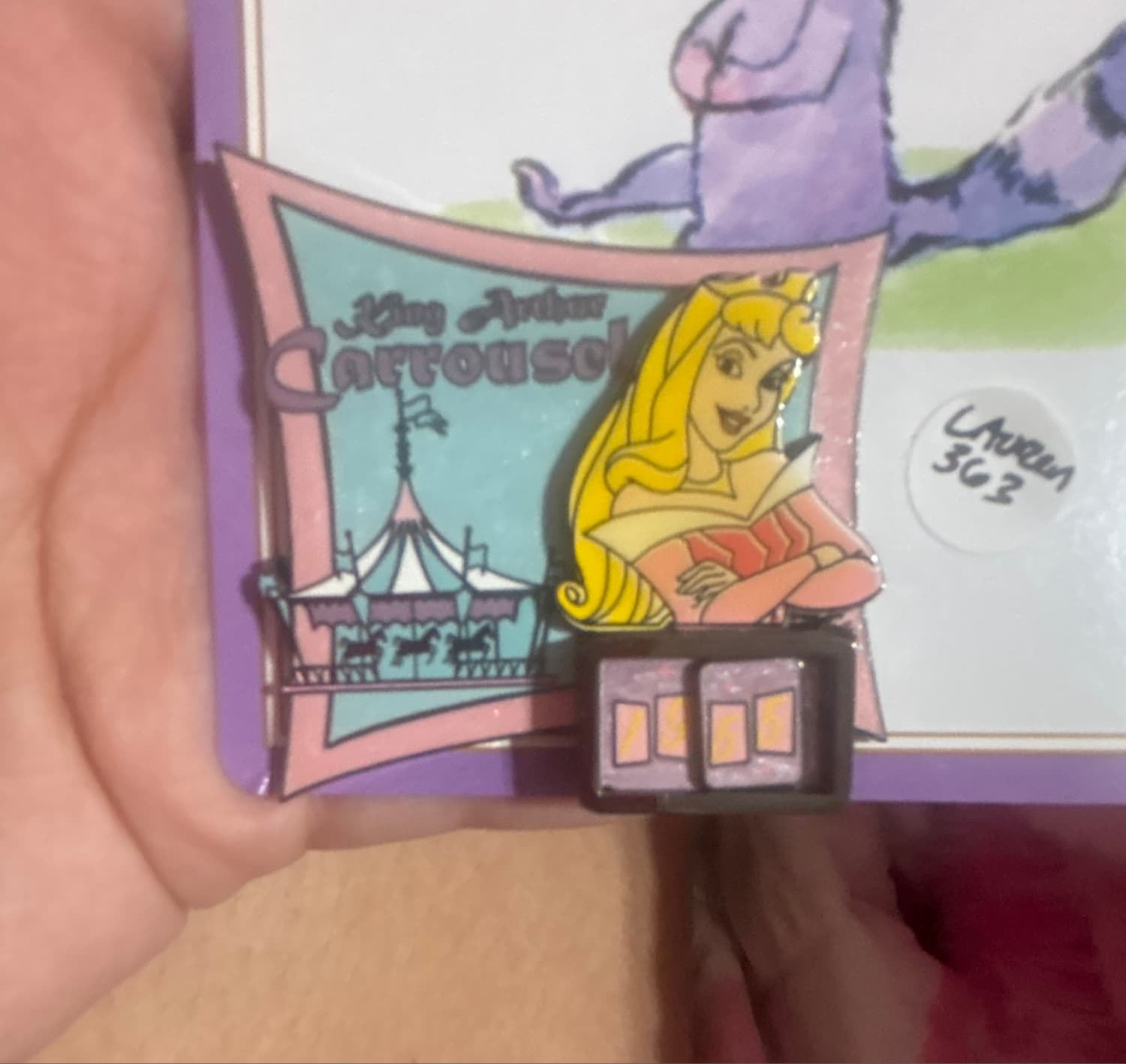 Disneyland Original Attraction Surprise Release King Arthur Carrousel Aurora Pin 55 years front