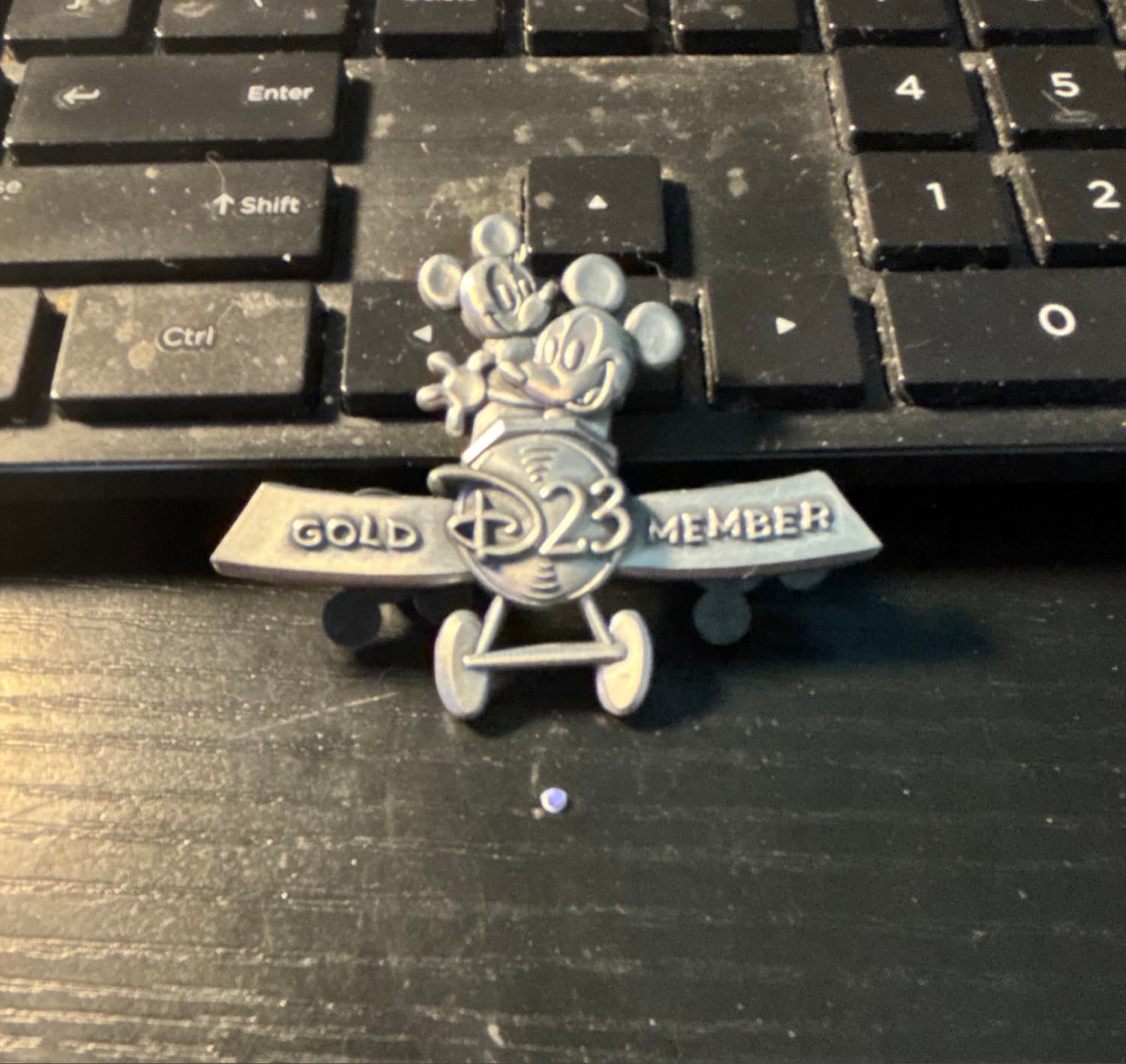 D23 Gold Member Exclusive Mickey and Minnie Plane Crazy Limited Release Pin front