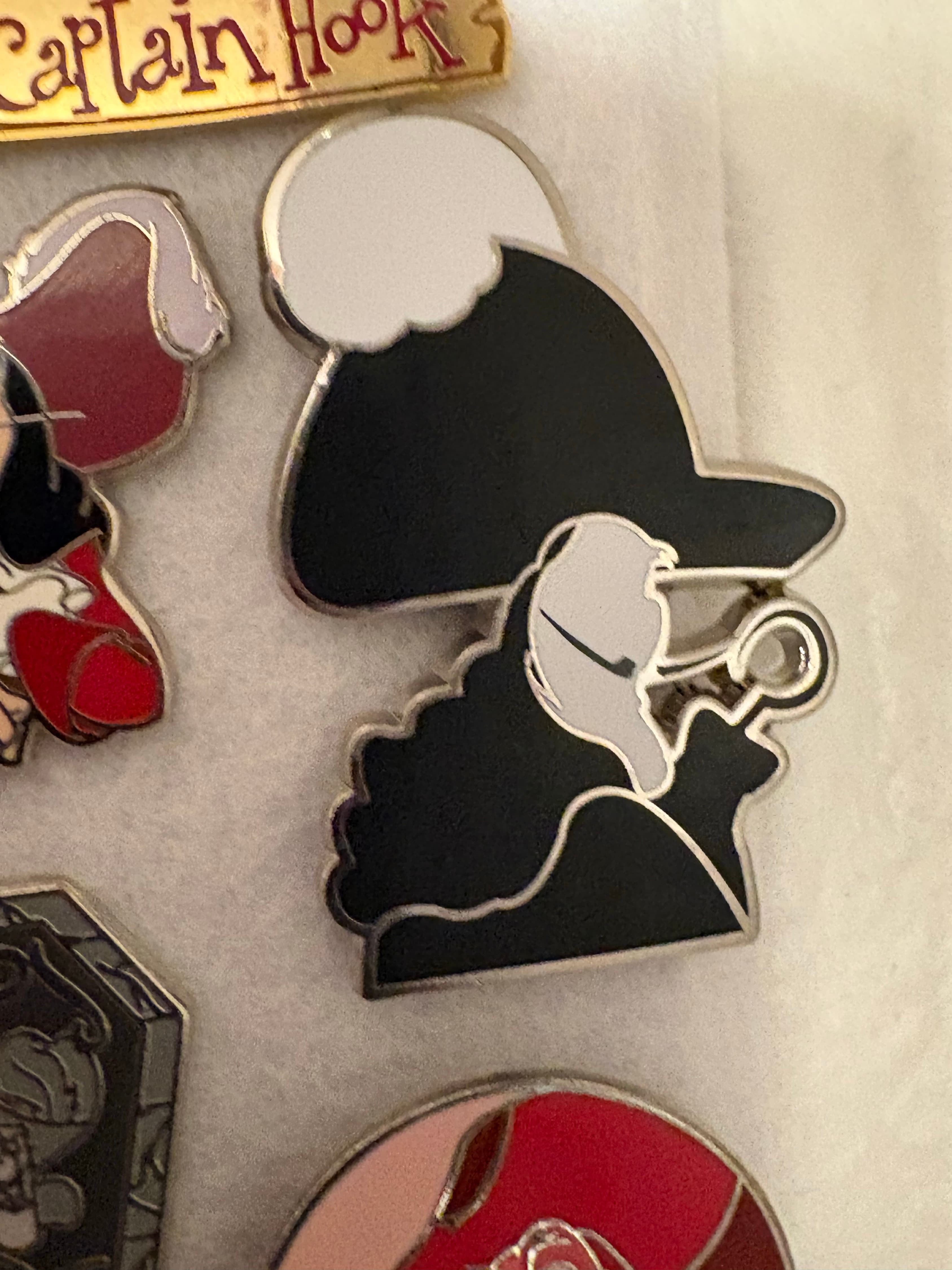 Captain Hook Black and White Silhouette Villains Pin front