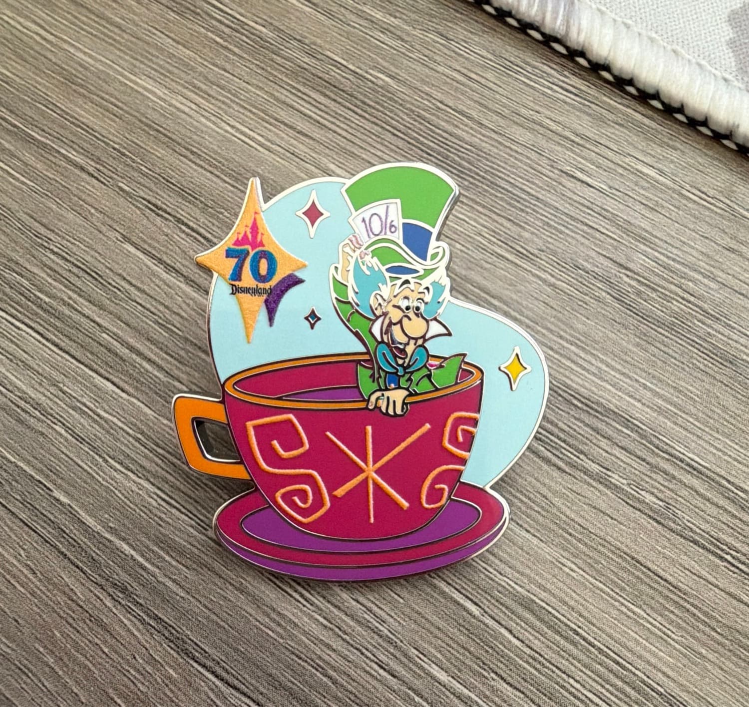 Mad Hatter in Teacup - Disneyland 70th Anniversary Mystery Pin front