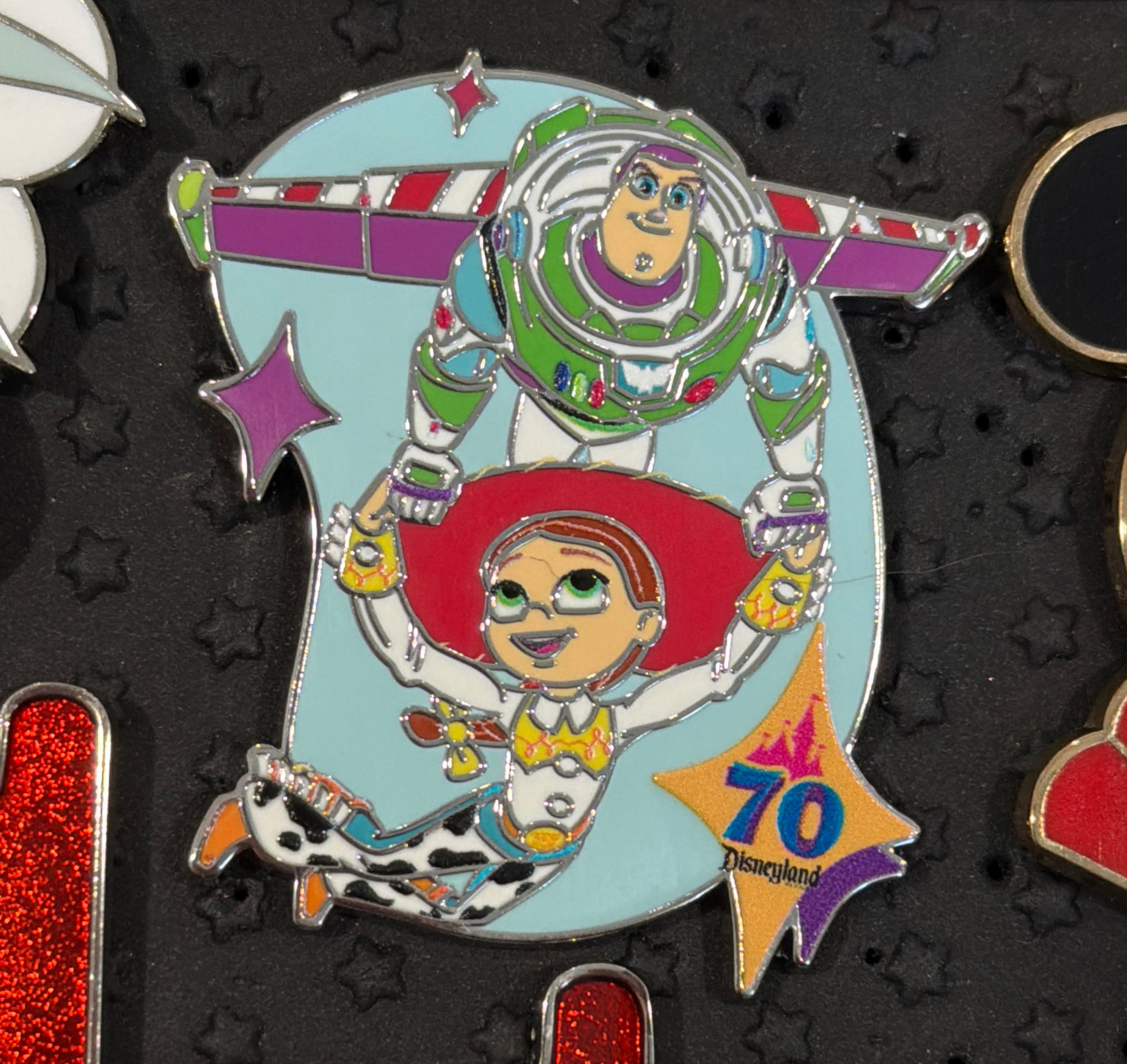 Buzz Lightyear and Jessie - Disneyland 70th Anniversary Mystery Pin front