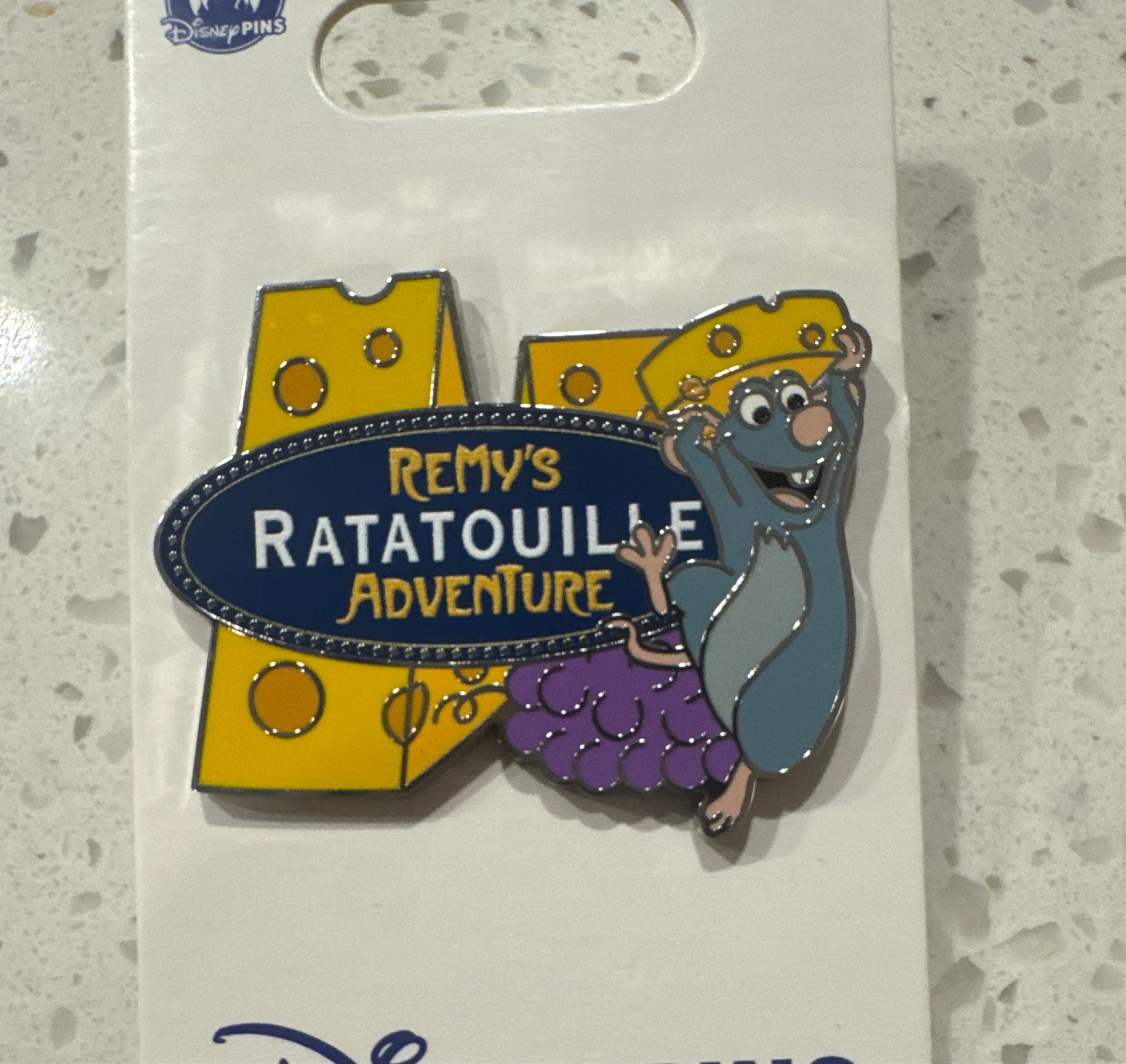 Remy with Cheese - Remy's Ratatouille Adventure Logo Pin front