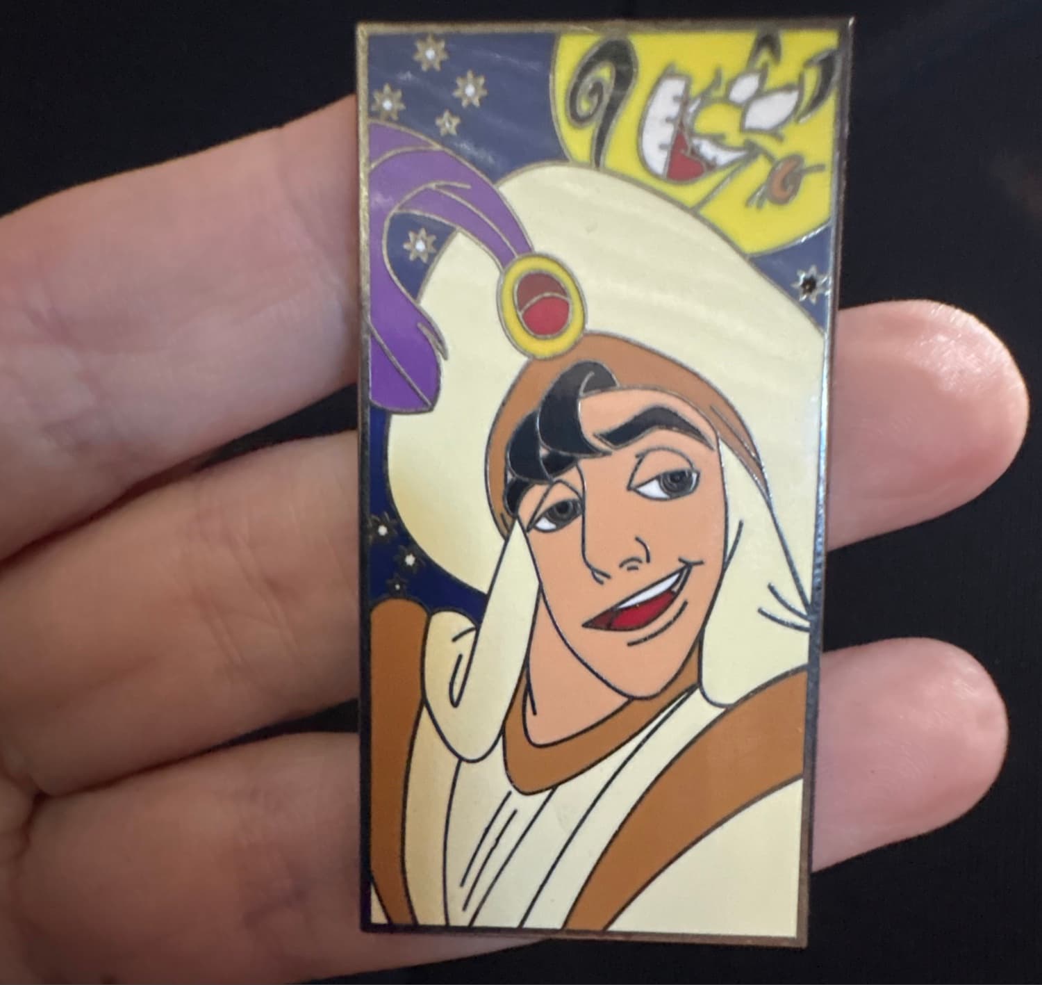 Aladdin with Genie Moon fantasy pin front