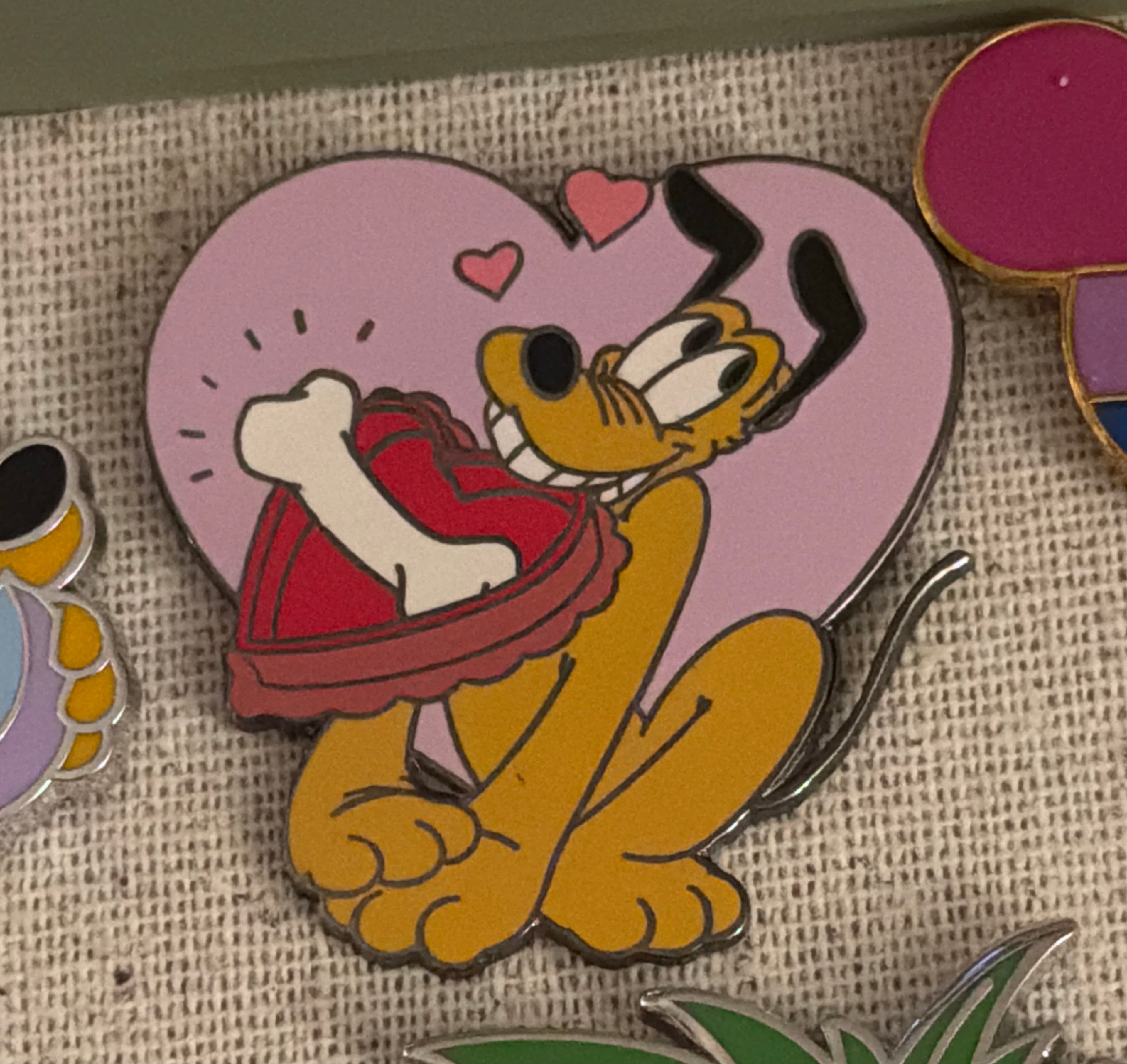 Pluto Valentine's Day Heart Candy Box Pin front