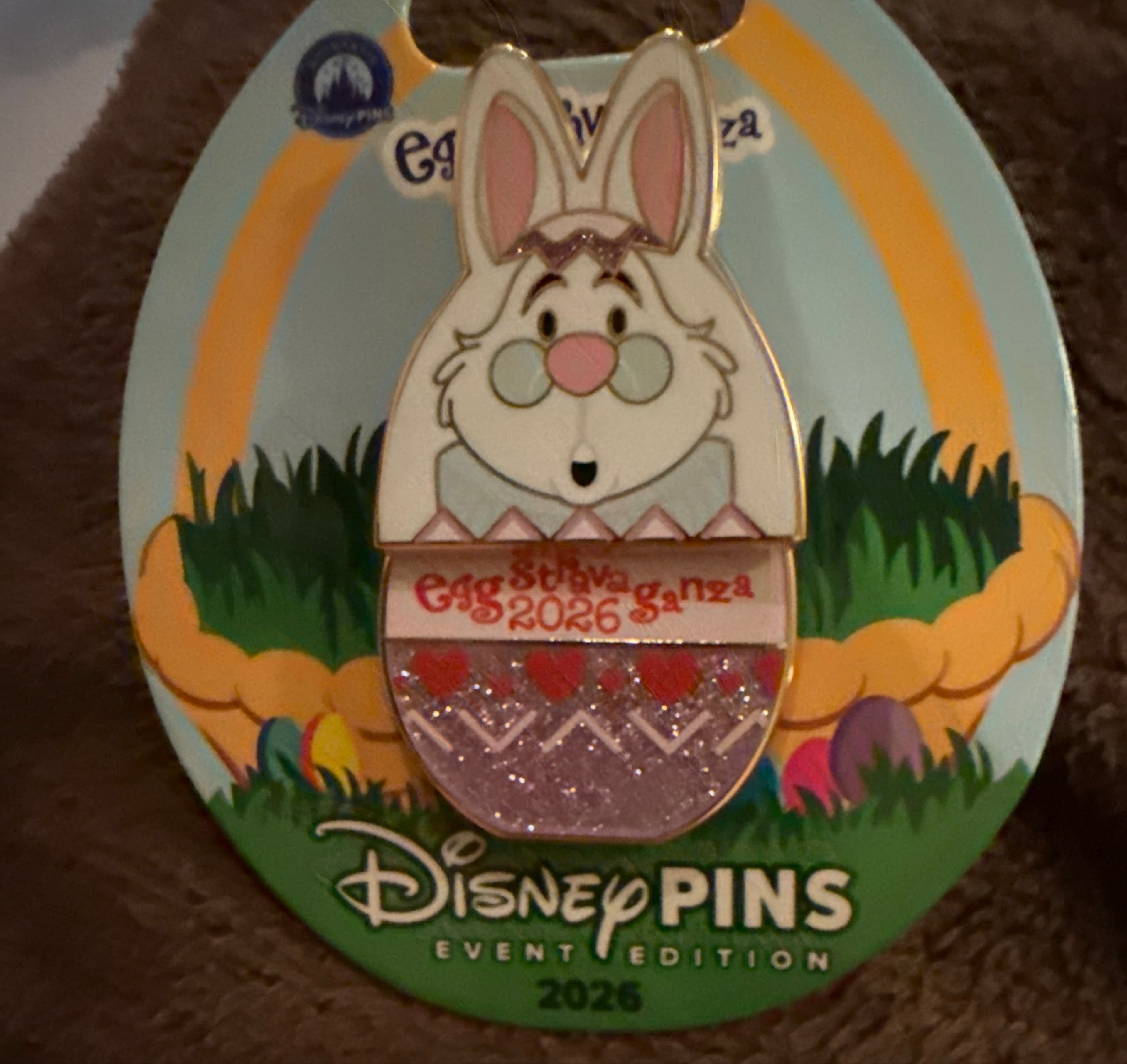 Disney Pin - 2026 Epcot Eggstravaganza - Alice in Wonderland White Rabbit Slider Pin front