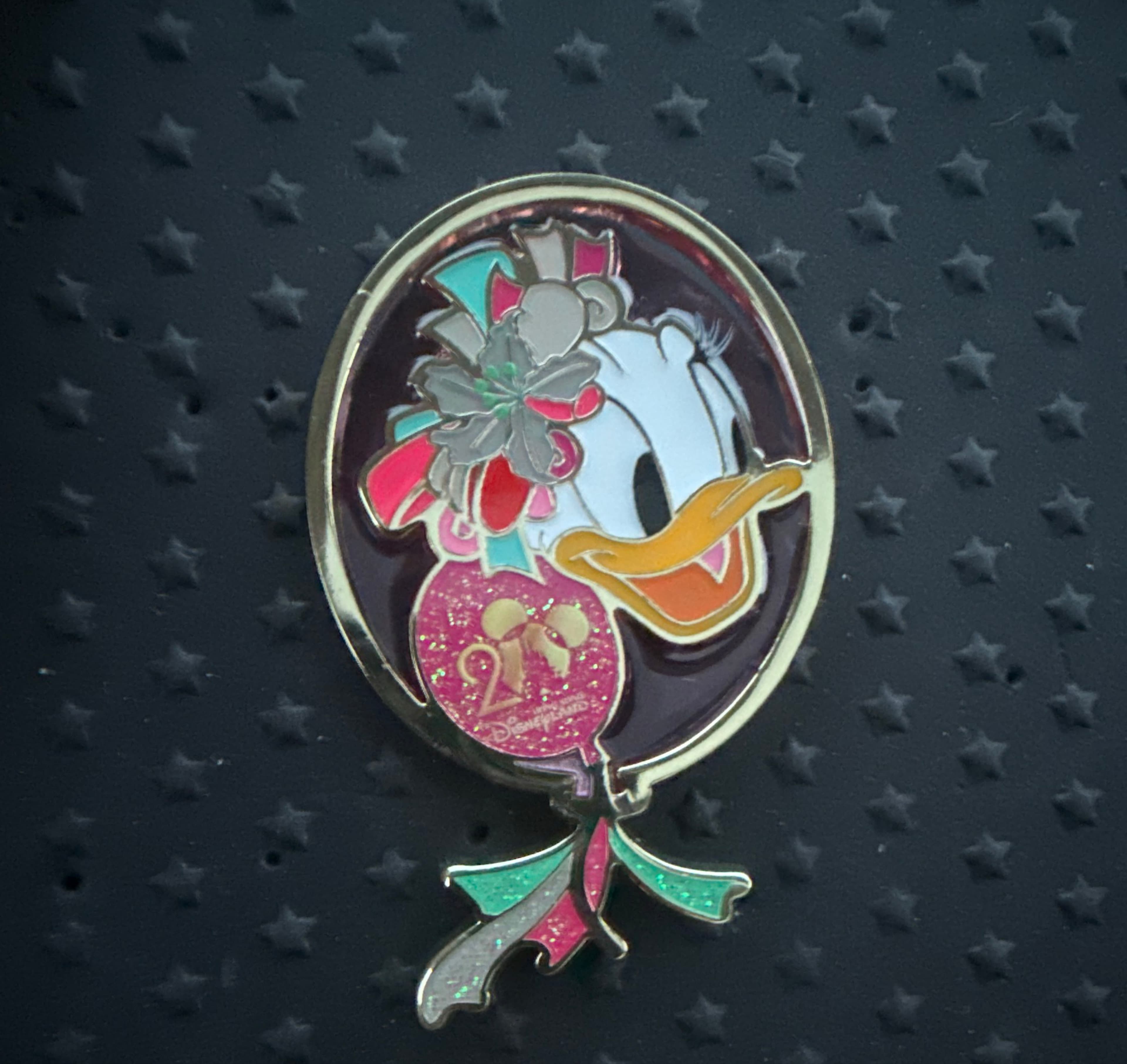 Daisy Duck Disneyland Paris 25th Anniversary Glitter Balloon Pin front