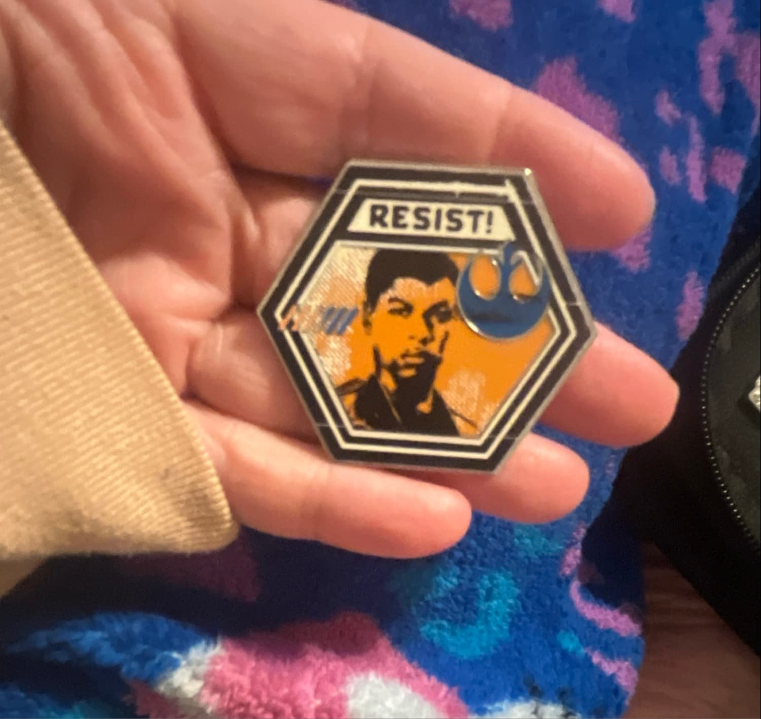 Finn - Star Wars Resistance 'Resist!' Hexagonal Pin front