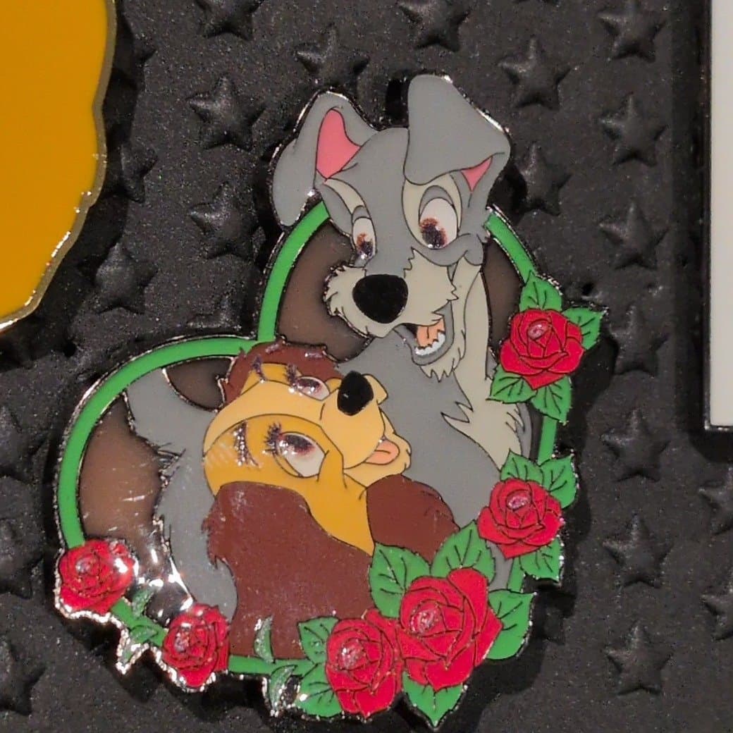 Lady and the Tramp Heart Roses Pin front