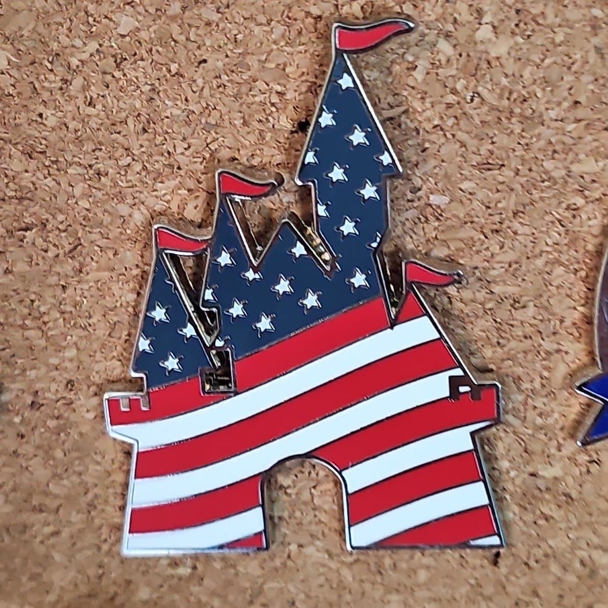 Disney Parks Patriotic Americana Stars Stripes Red White Blue Castle Pin front