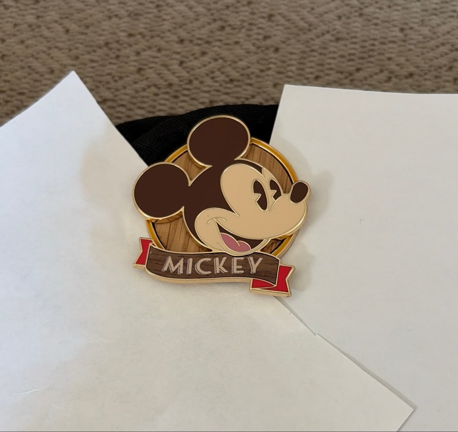 Mickey Mouse Wood Inlay Pin front