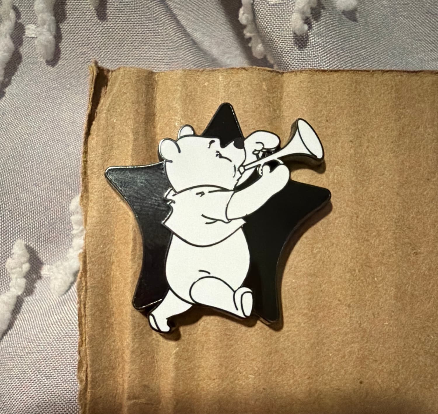 Winnie The Pooh with Trumpet FigPin front