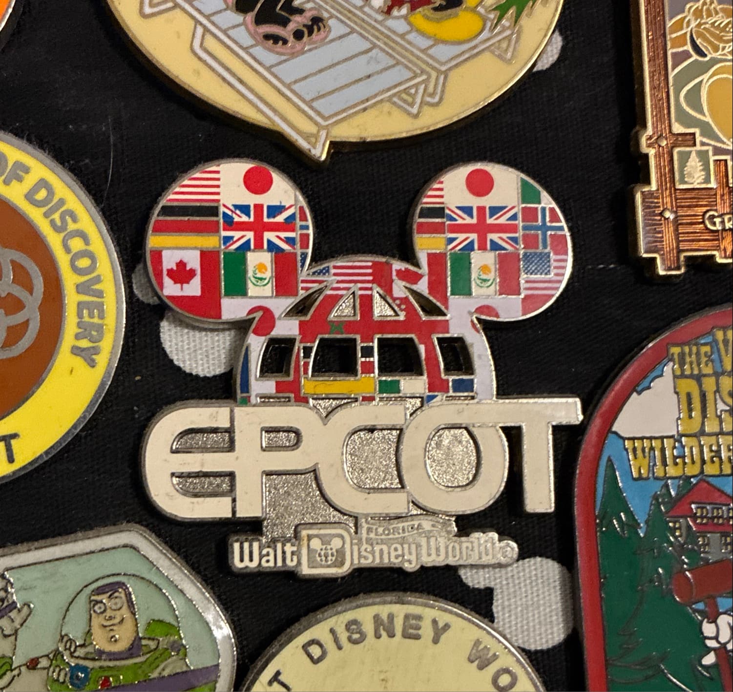 Epcot Spaceship Earth Mickey Head with World Showcase Flags front