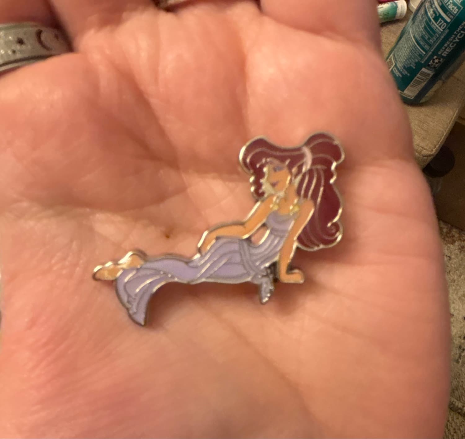 Megara Reclining with Abstract Background Pin front