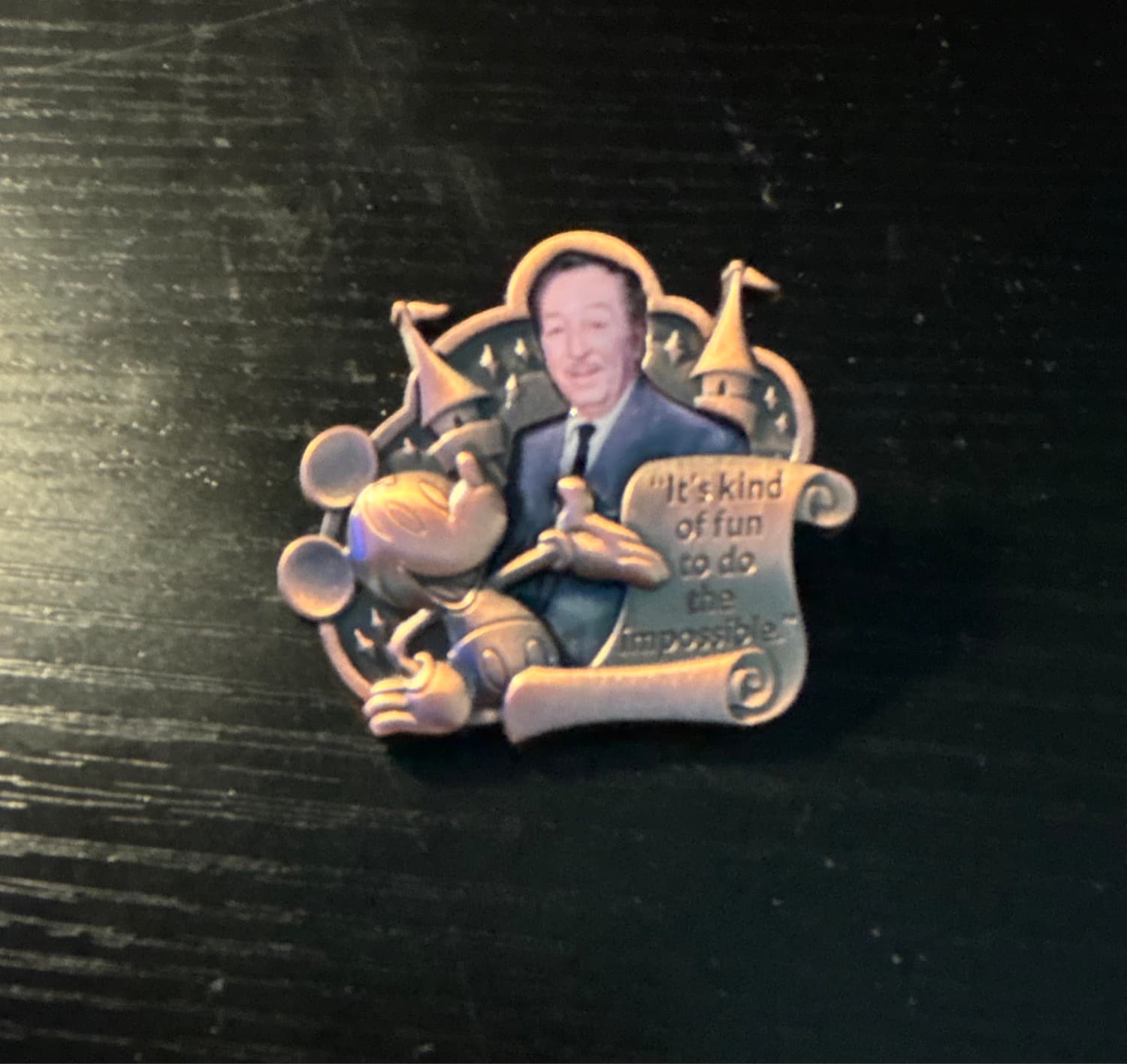 Kind of Fun To Do the Impossible - Walt Disney and Mickey Mouse Pin front