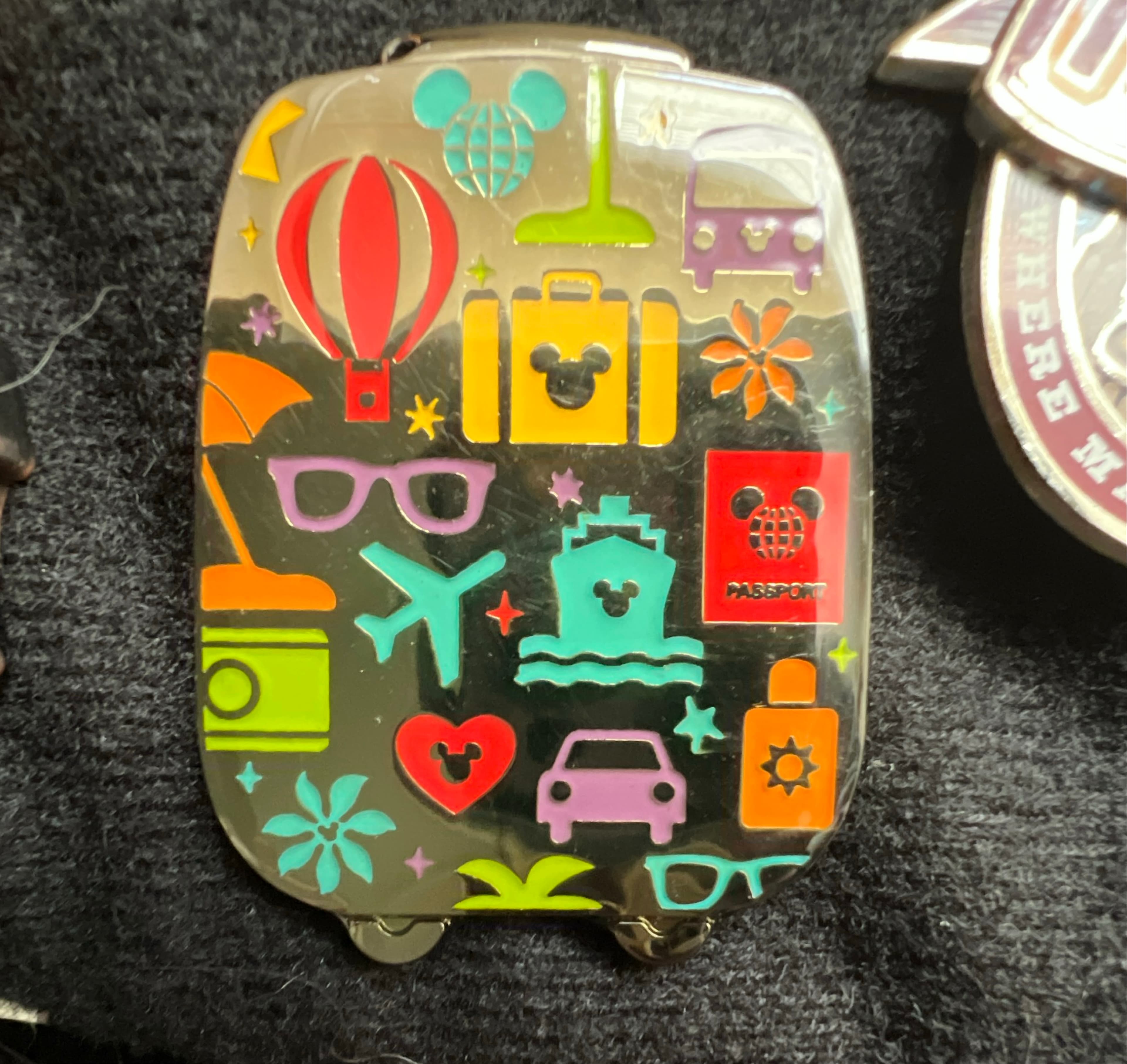 Disney Parks Travel Icons Suitcase Pin front