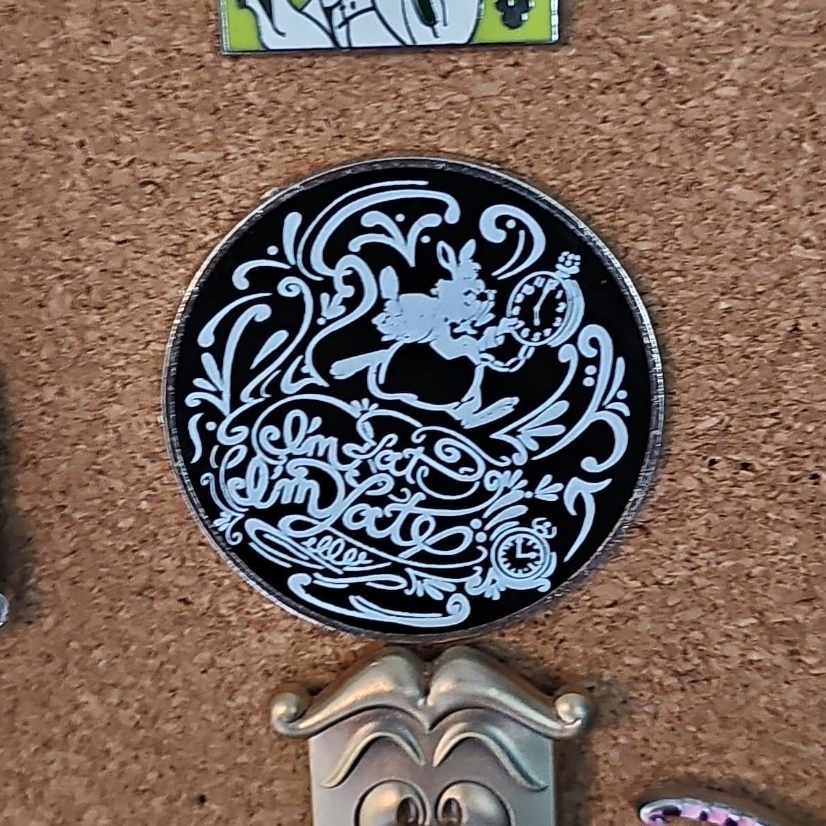 White Rabbit 'I'm Late I'm Late' Pin front