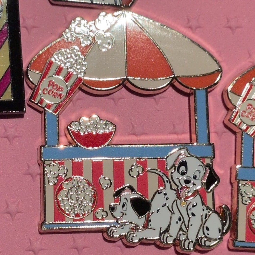 101 Dalmatians Lucky & Patch Popcorn Stand Mystery Enamel Pin front
