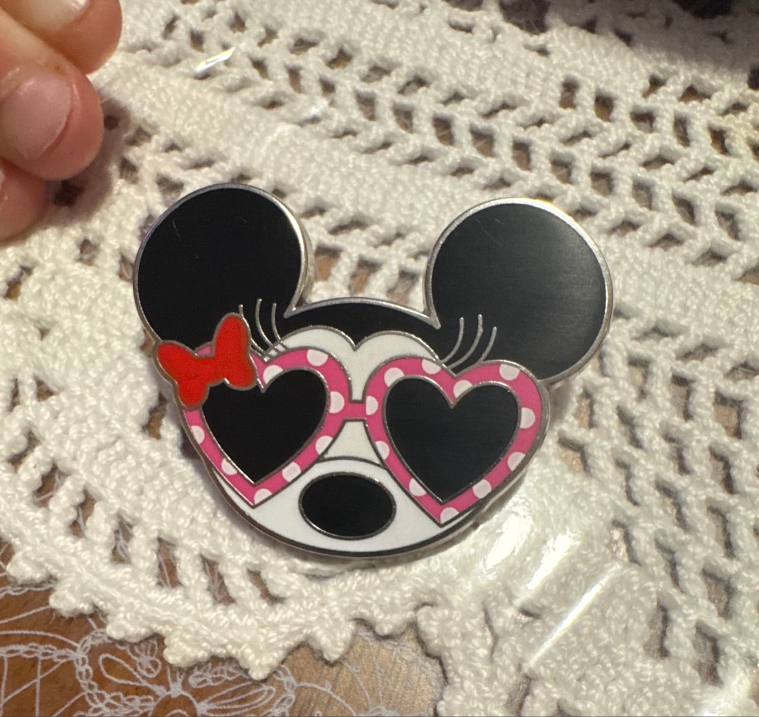 Minnie Mouse Wearing Heart Shaped Polka Dot Sunglasses front