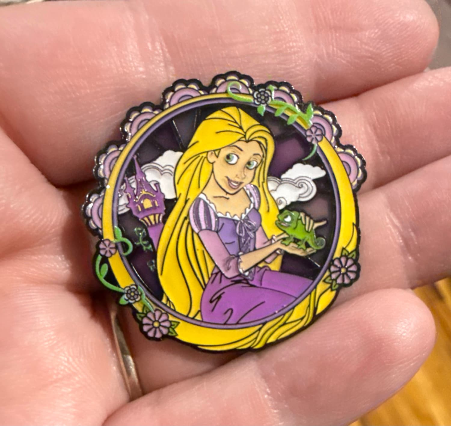 Rapunzel & Pascal Stained Glass Pin front